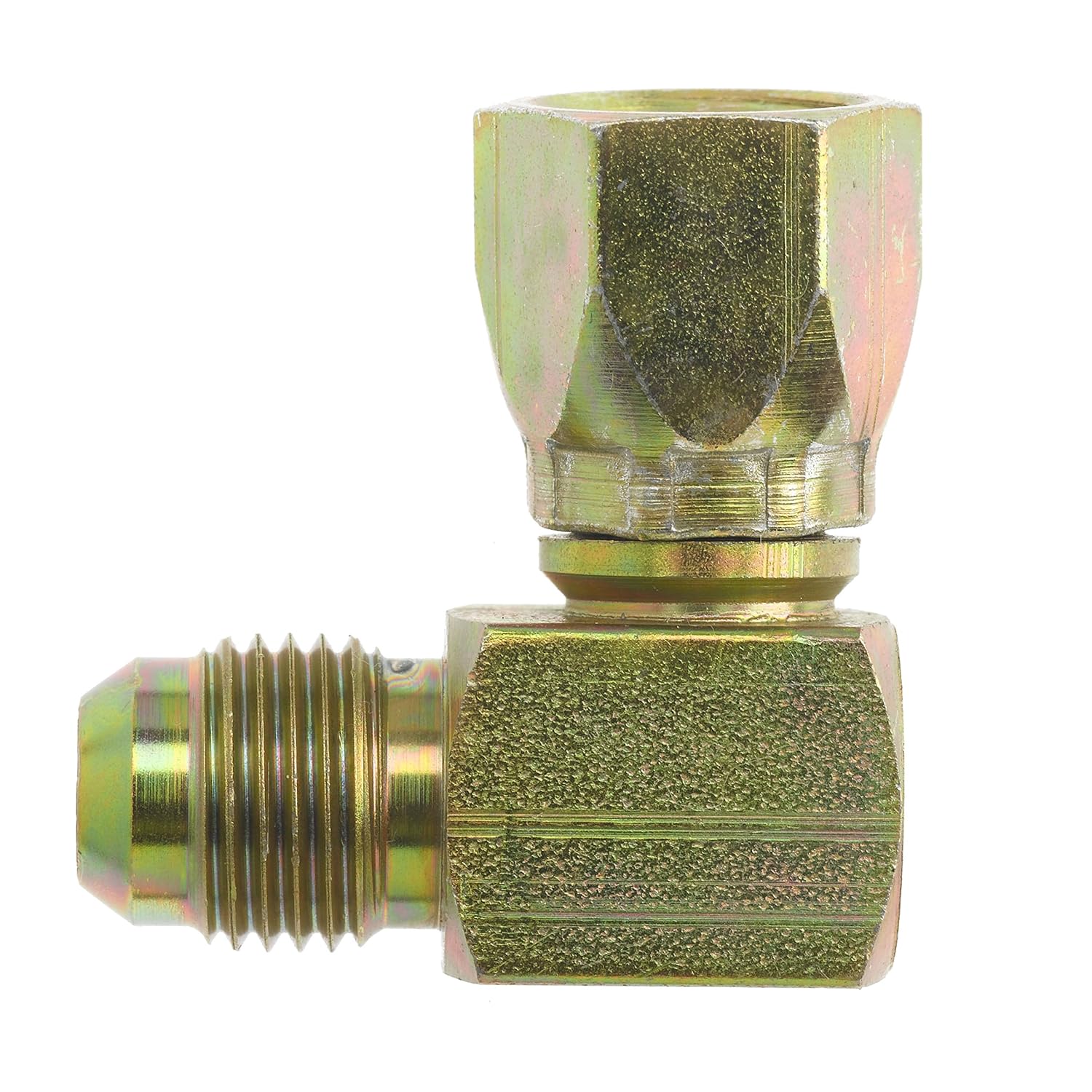 Brennan Industries 6500-05-05-SS Stainless Steel 90 Degree Elbow Tube Fitting, 1/2"-20 SAE x 1/2"-20 SAE Thread, 5/16" Male JIC x 5/16" Female JIC Swivel