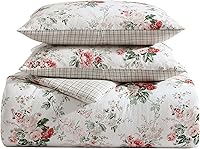 Vista 4 de Laura Ashley - Juego de edredón individual, ropa de cama reversible de franela de algodón cepillado con funda a juego, decoración lujosamente suave