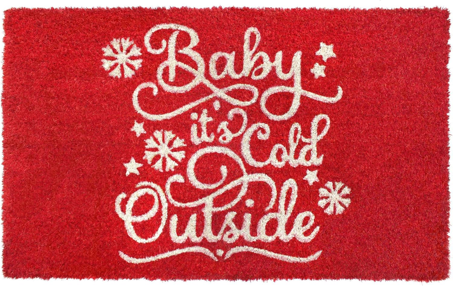 Red Tufted Baby It's Cold Outside Coir Doormat, 18 x 30