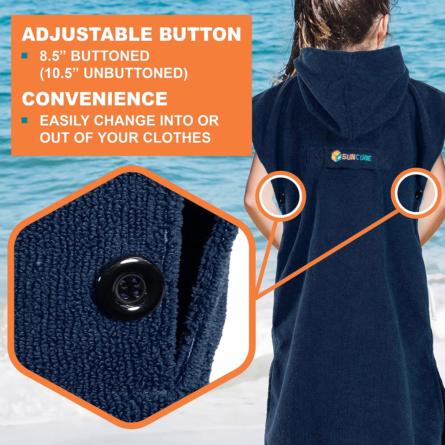SUN CUBE Kids Changing Robe Surf Poncho, Hooded Beach Towel for Boys Girls image 5