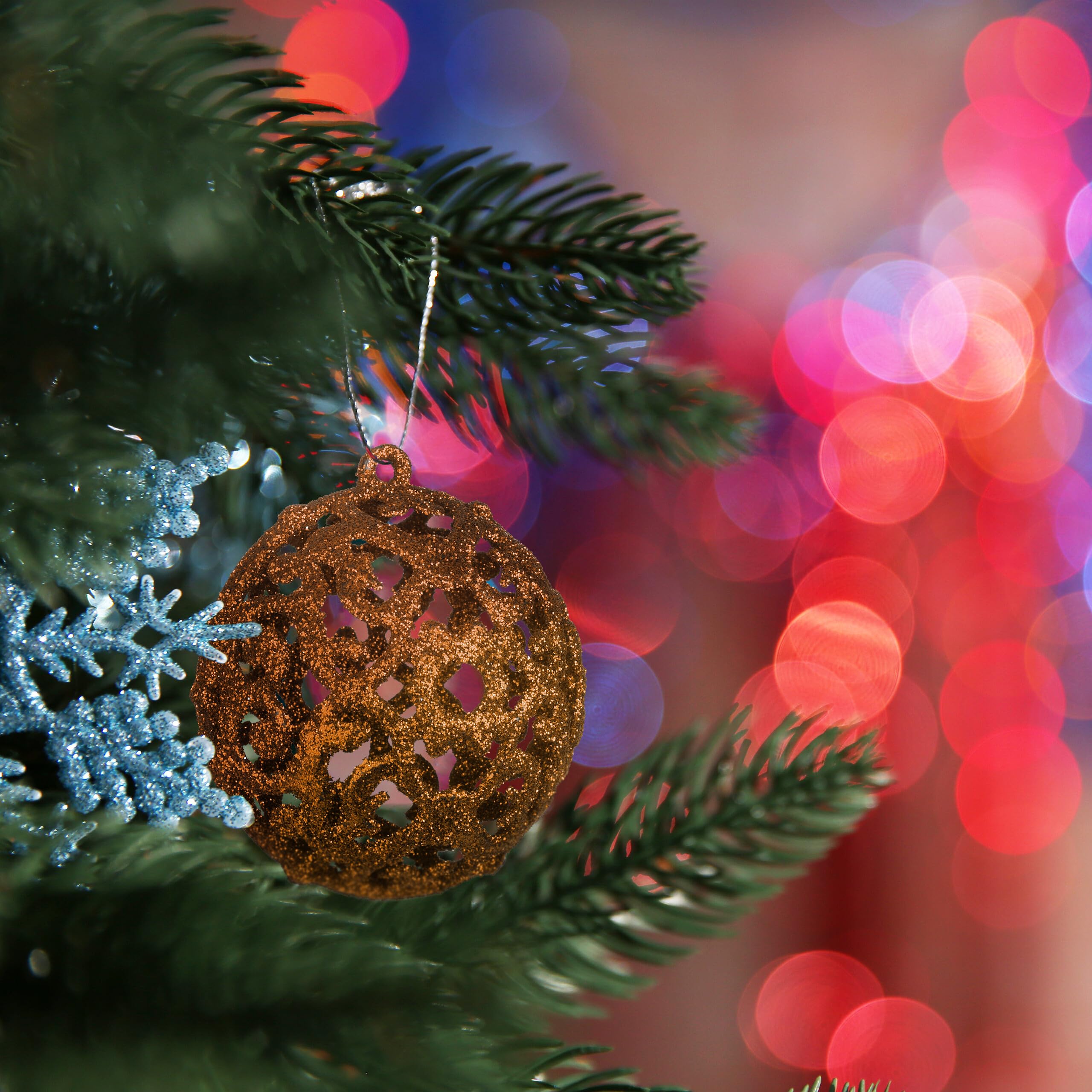 Relaxdays 150x Boules de Noël, Paillettes, Mates, Brillantes, déco Sapin, Plastique, diamètre 3, 4 et 6 cm, Orange