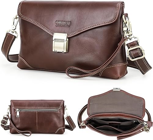 Vista 37 de Funda de piel de grano superior para hombre y mujer, múltiples bolsillos/ranuras, RFID de gran capacidad para tarjetas, cheques, dinero, pasaporte