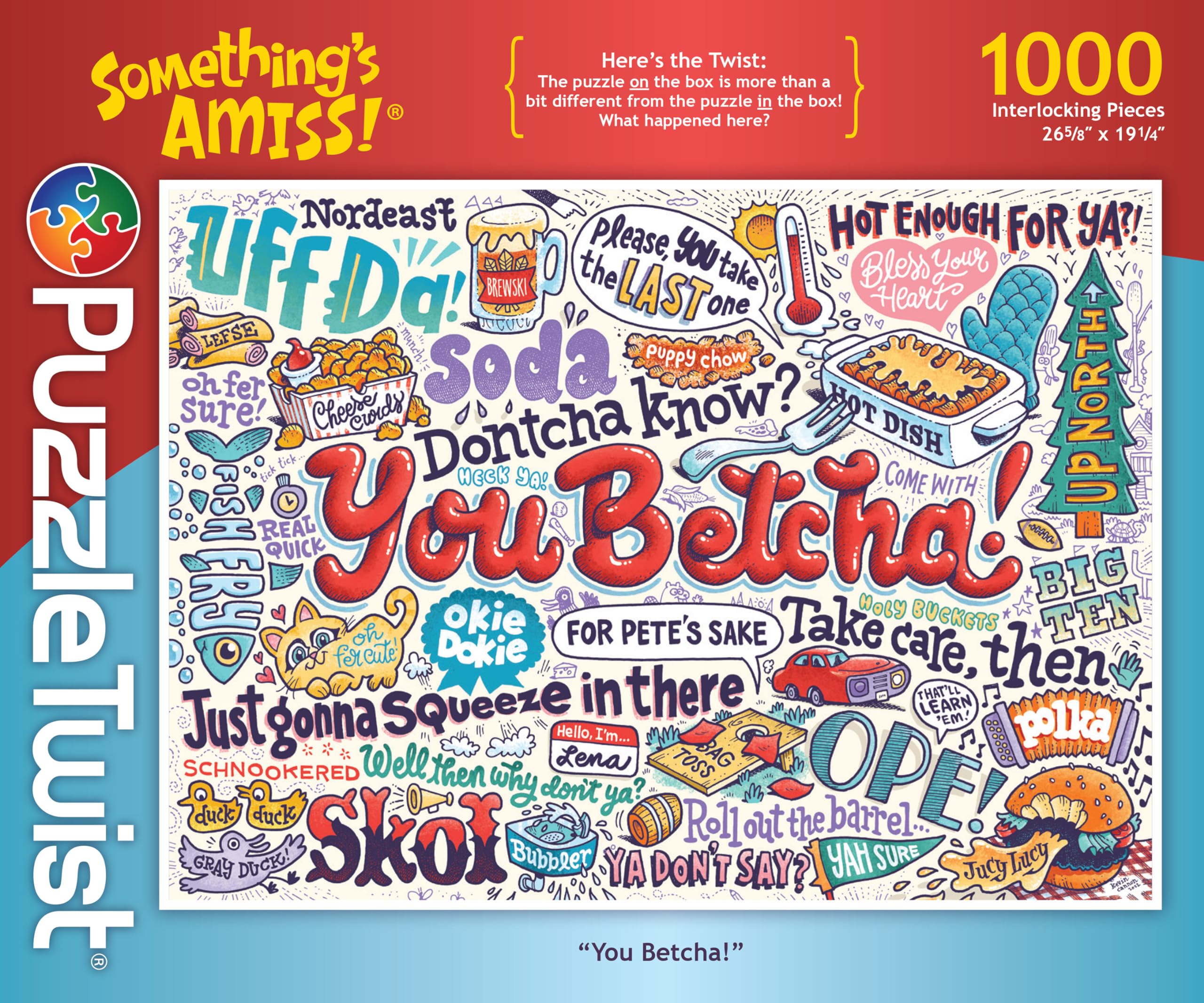 PuzzleTwist - You Betcha - 1000 Piece Jigsaw Puzzle, Something's Amiss! Series, Unique Challenging Fun for Adults Family Teens, Made in USA