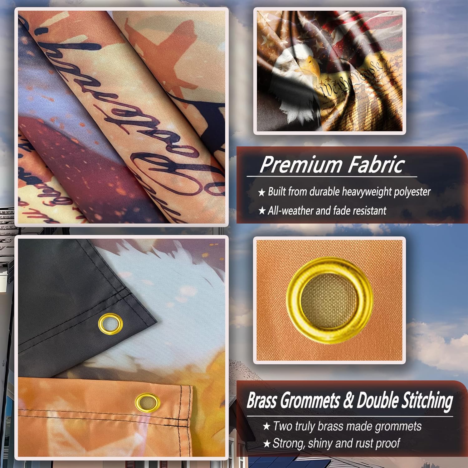 We The People American Flag 3x5 Ft Memorial Day 4th of July Independence Day Flag Polyester Mirror Printing for Outdoor House Yard Indoor, Bald Eagle Amrican Flag Patriotic Freedom Flag Banner Decor - Image 4