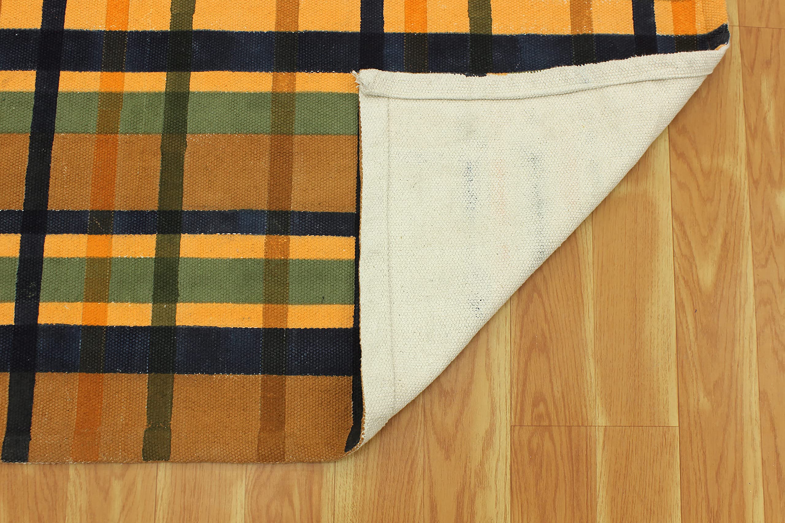 Handblockbedruckter Baumwoll-Läufer, Kelim, schwarz, mehrfarbig, gestreiftes Design, handwaschbar, 0,5 cm dick, Boho-Teppich für drinnen und draußen, Flachgewebe, für Flur, Treppenhäuser
