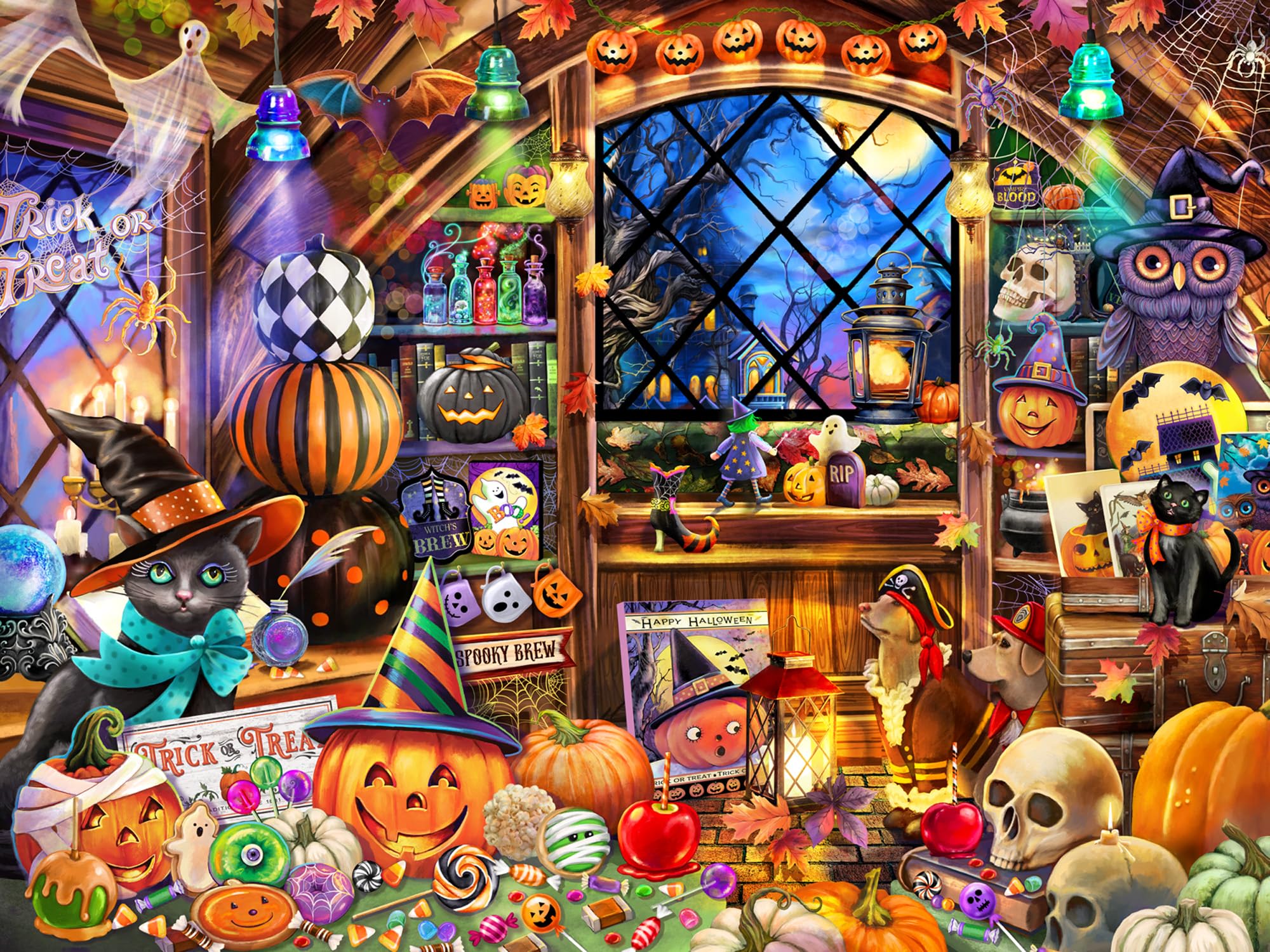 Halloween Collectibles Jigsaw Puzzle 550 Piece by Vermont Christmas Company - Large Pieces - Fully Interlocking & Randomly Shaped Pieces - 24" x 18"