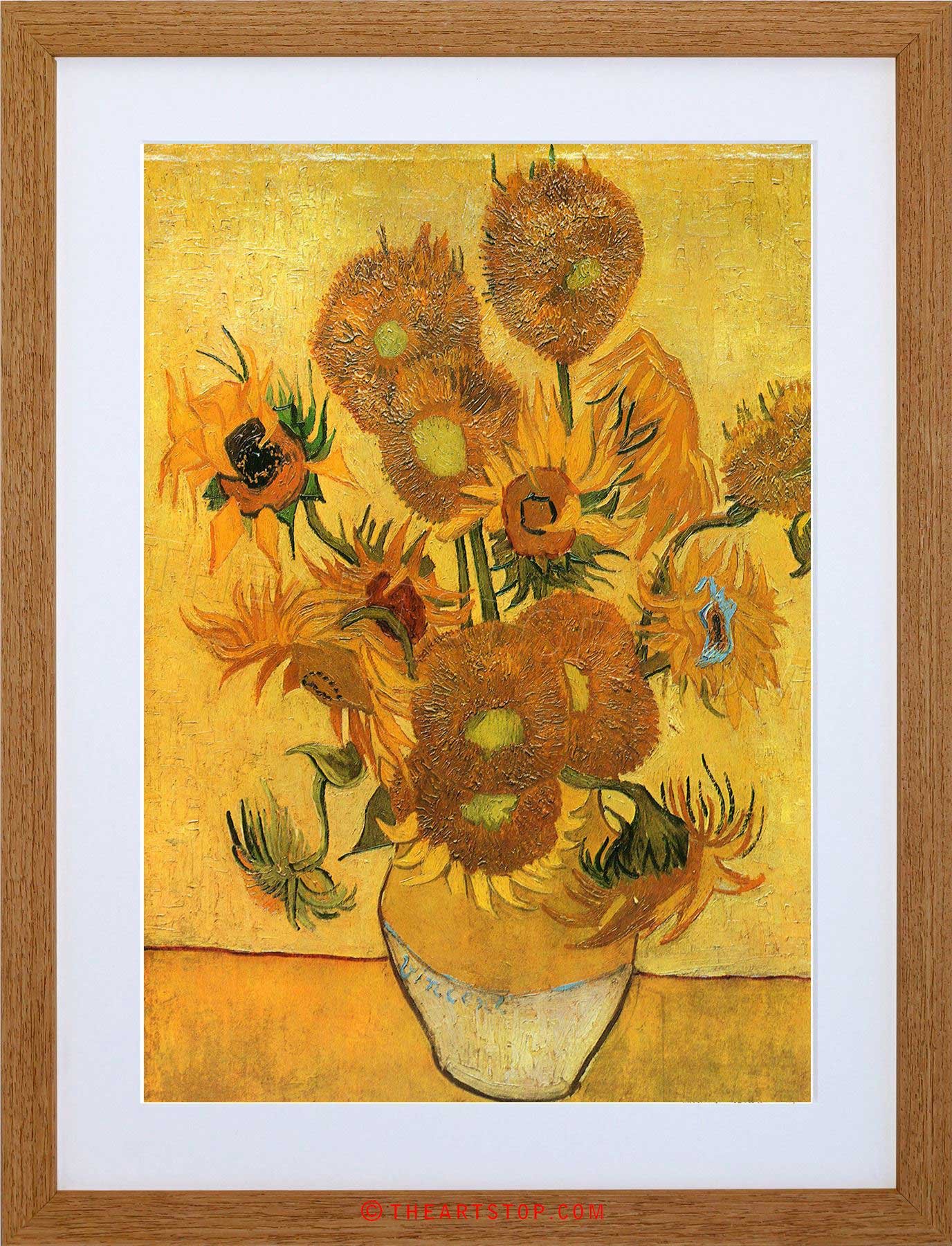 Wee Blue Coo Painting Van Gogh Still Life Vase Fifteen Sunflowers Framed Wall Art Print