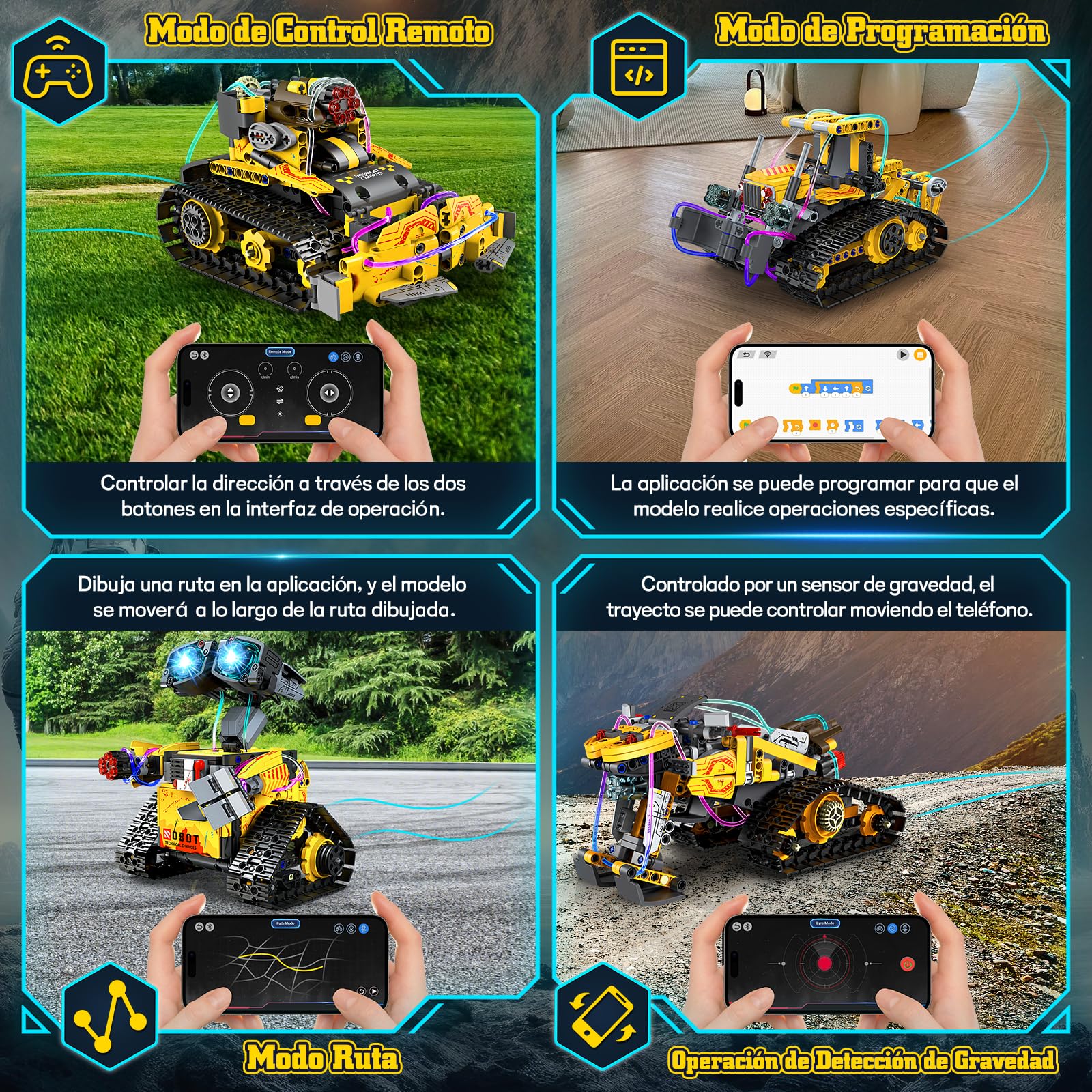 YOOHBERRYS Technic Robot para Niños, 5 en 1 Juego de Construcción de Robot Programable con App y Mando a Distancia, Regalo Creativo Educativo para Niños Y Niñas De 8+ Años (Amarillo)