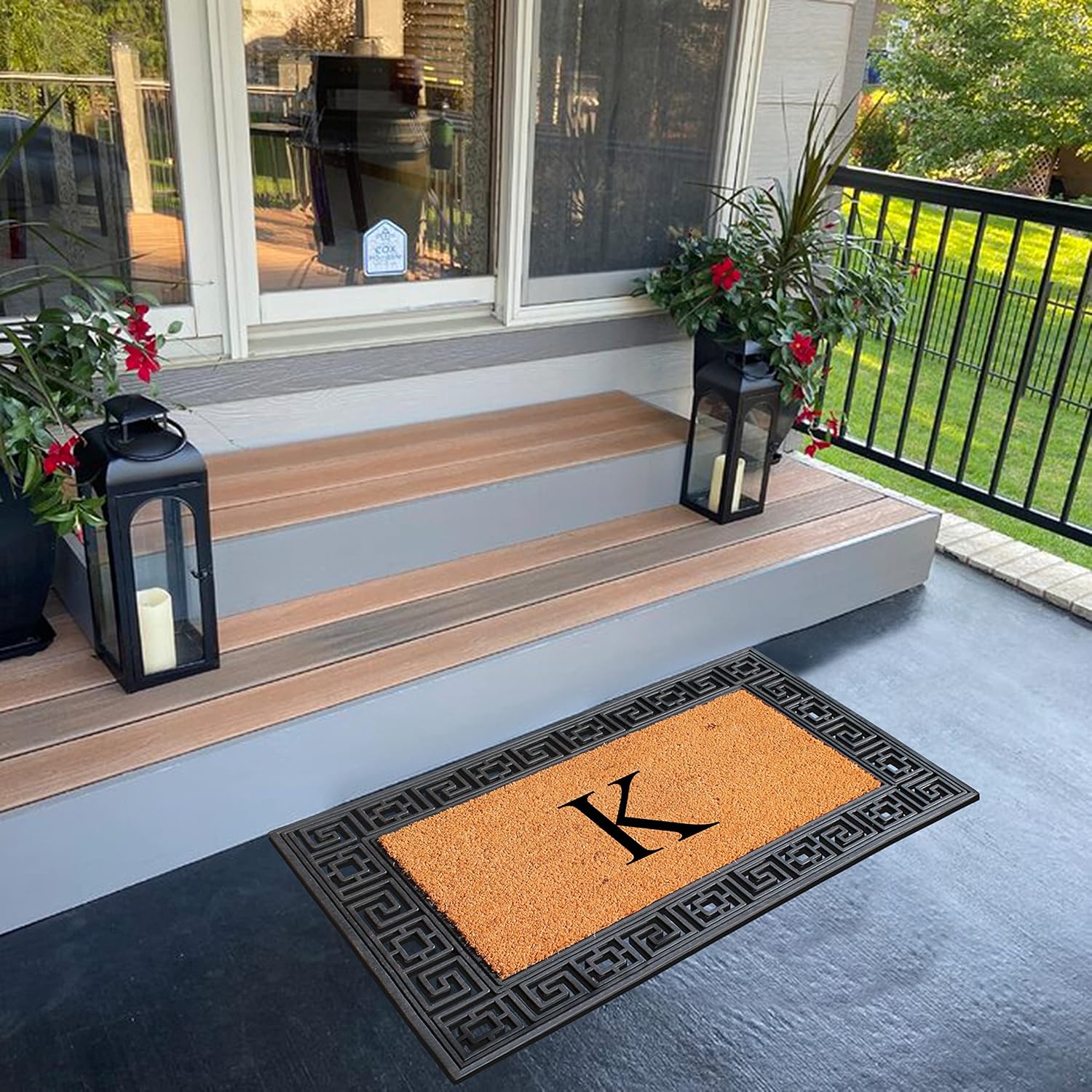A1HC Natural Rubber & Coir 24x36 Monogrammed Doormat For Front Door, Anti-Shed Treated Durable Doormat for Outdoor Entrance, Heavy Duty, Low Profile, Easy to Clean, Long Lasting Porch Entry Doormat