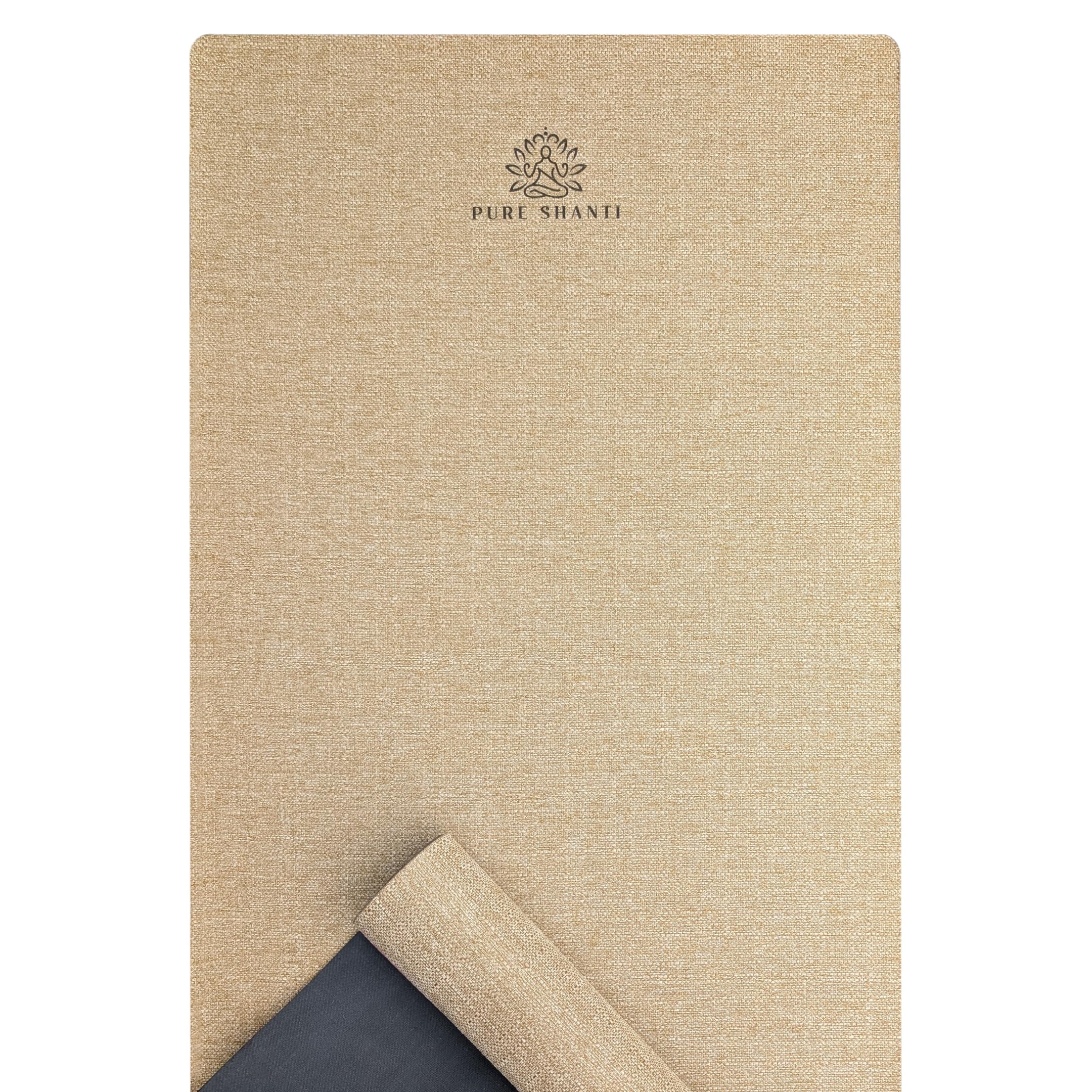 PURE SHANTI Yogamatte aus Jute & Naturkautschuk | Nachhaltige Jute-Matte | 100% Naturmaterial | Rutschfest, robust und geruchsneutral | Inkl. Tragegurt