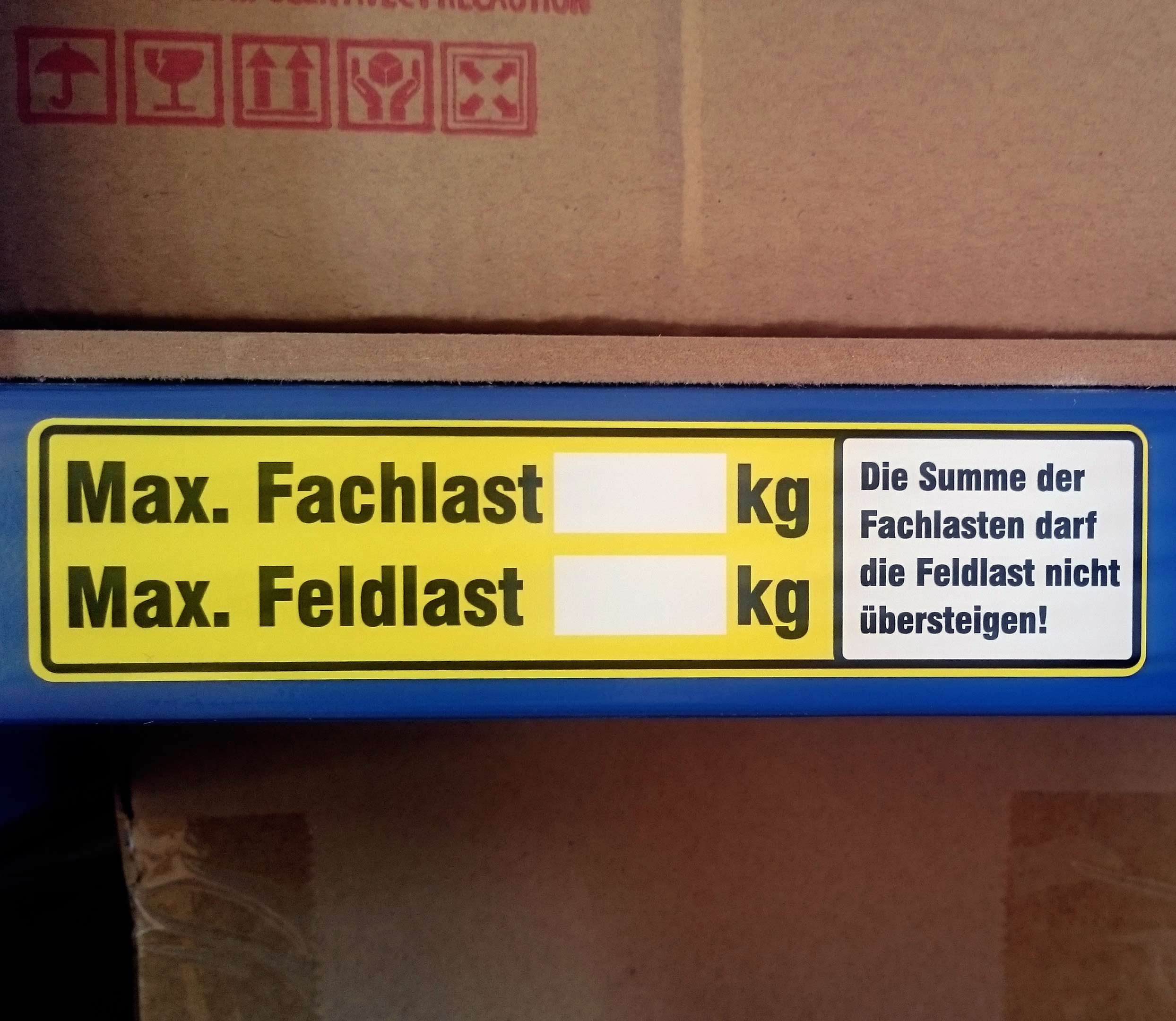 50 x Aufkleber schmal 150x35mm Etiketten maximale Fachlast und Traglast Regale Regalbelastungsaufkleber