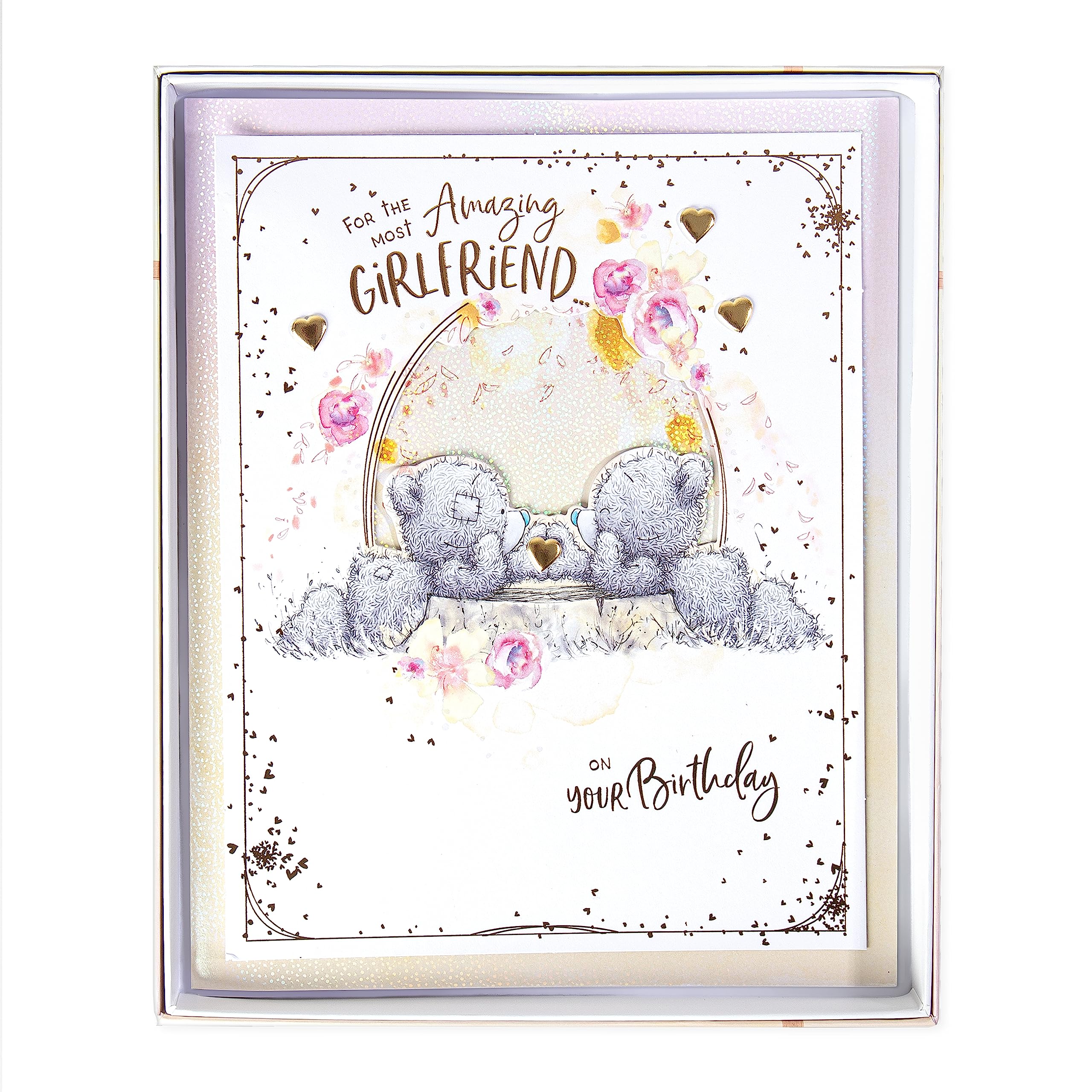 Me To You Bear Amazing Girlfriend Boxed Birthday Card,White, Grey, Gold,210 x 290 mm