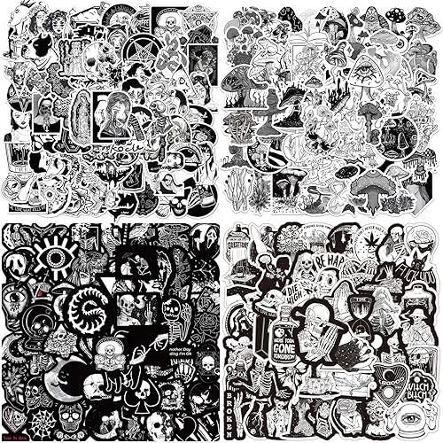 Miniatura 1 de 200 calcomanías góticas, calcomanías góticas negras de vinilo impermeable, calcomanías de niña negra para computadora, patineta, guitarra, botella