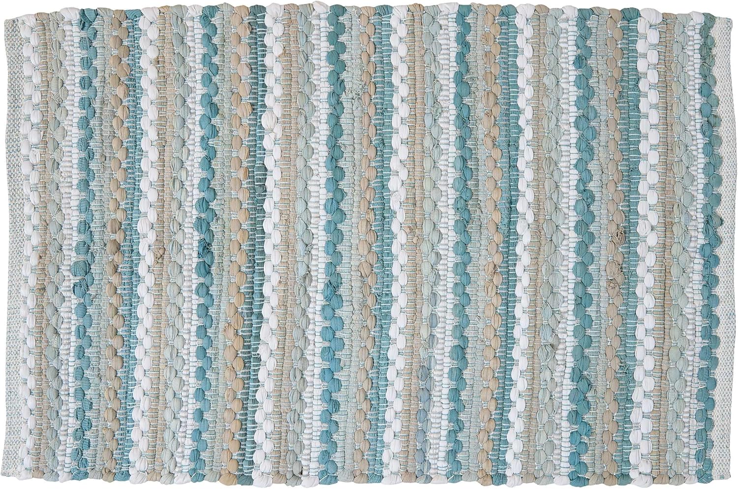 Split P Coastal Chindi Rug 2' x 3', Braided Pastel Blue Accent Rug for Beach, Coastal, Seasonal and Contemporary Decor Styles, Cotton Woven Floor Mat for Any Room or Hallway