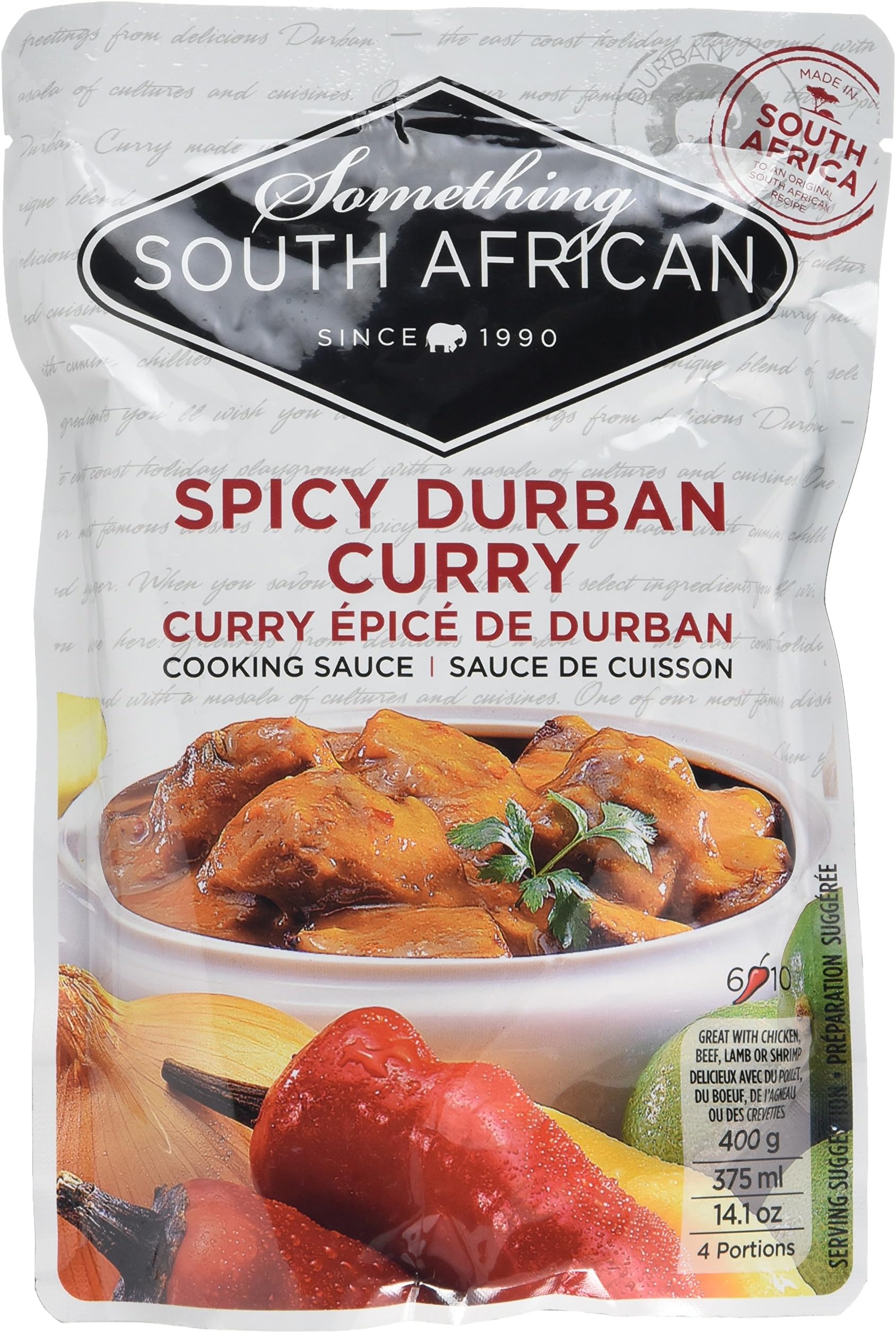 Something South African Chillies and Ginger Spicy Durban Curry Sauce 400 g (Pack of 5)