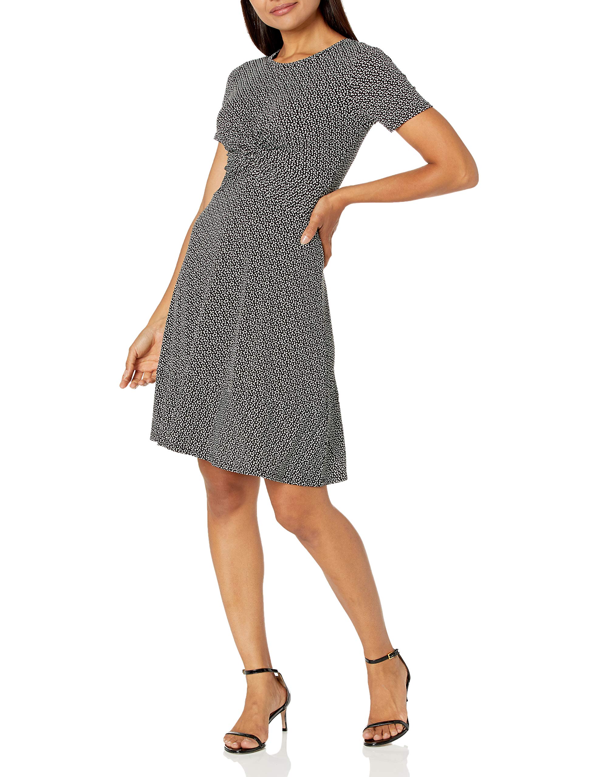 Lark And Ro Womens Short Sleeve Twist Front Fit Flare