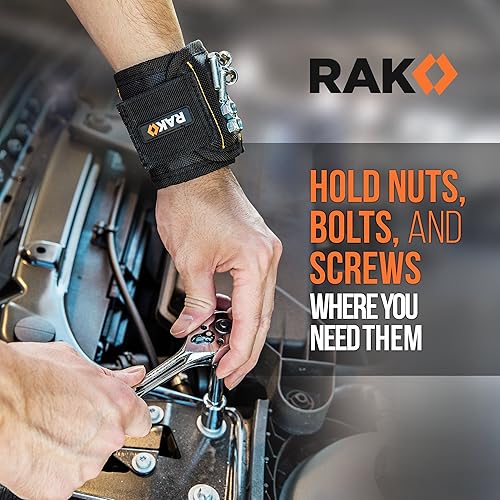 Miniatura 7 de Pulsera magnética Rak. Pulsera con fuerte imán para sostener tornillos, clavos y brocas. La mejor herramienta de mantenimiento para regalar a tu