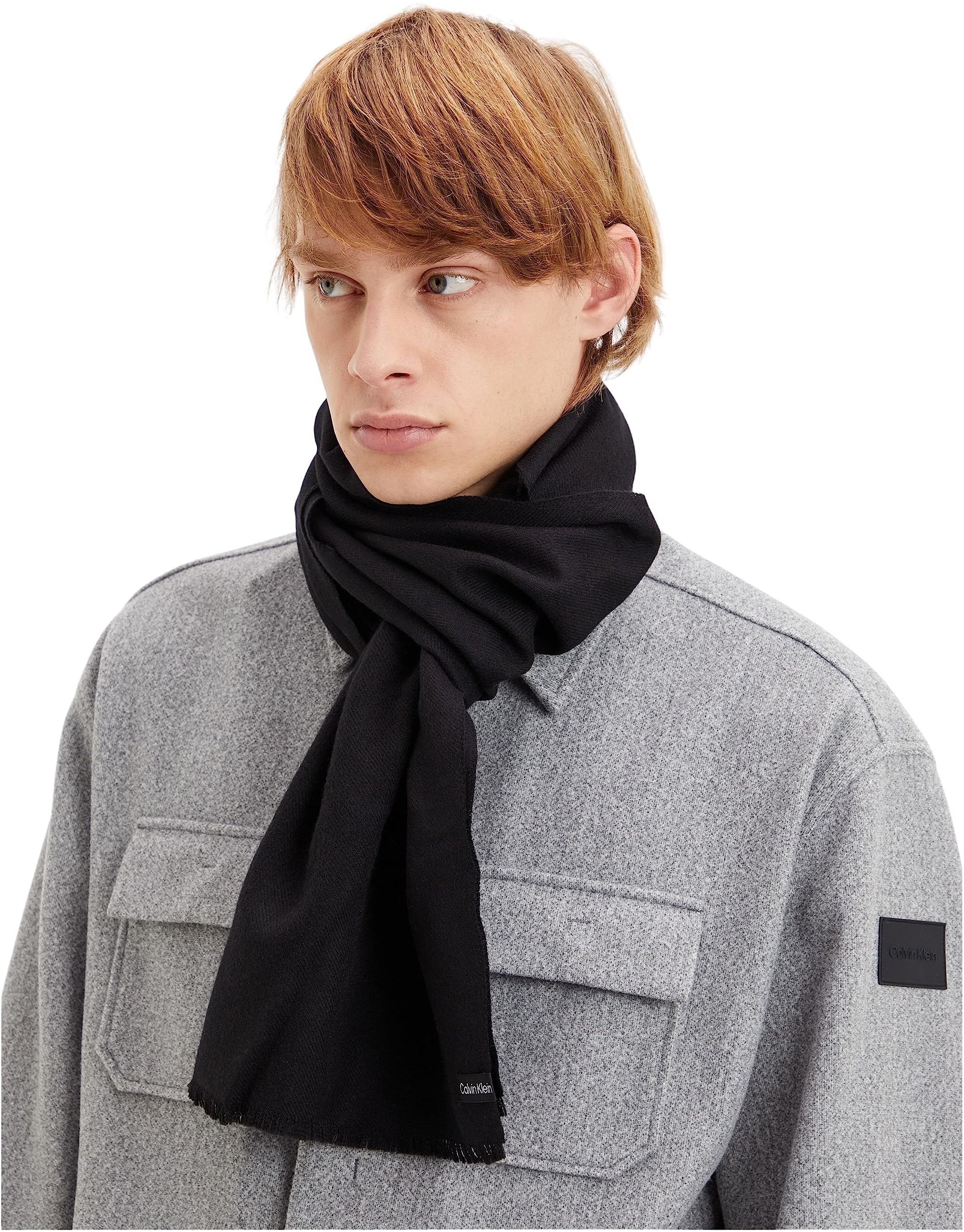Calvin Klein FORMAL LOGO LIGHT SCARF, Uomo, Ck Black, OS