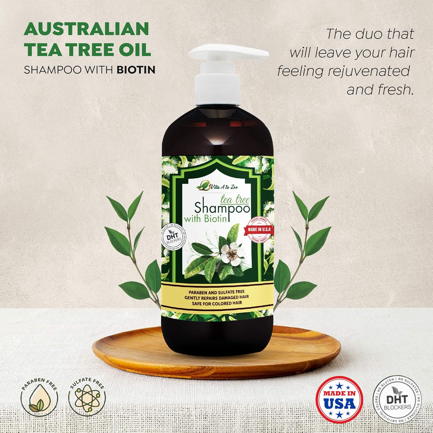 Tea Tree Oil Shampoo with Biotin (16.9 Fl Oz) | Professional Formula for Dandruff, Itchy and Dry Scalp | Moisturizing, Damaged Hair & Anti Hair Loss with DHT Blockers for Men and Women - Image 7