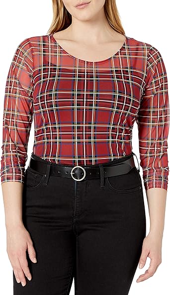 plus size red mesh top