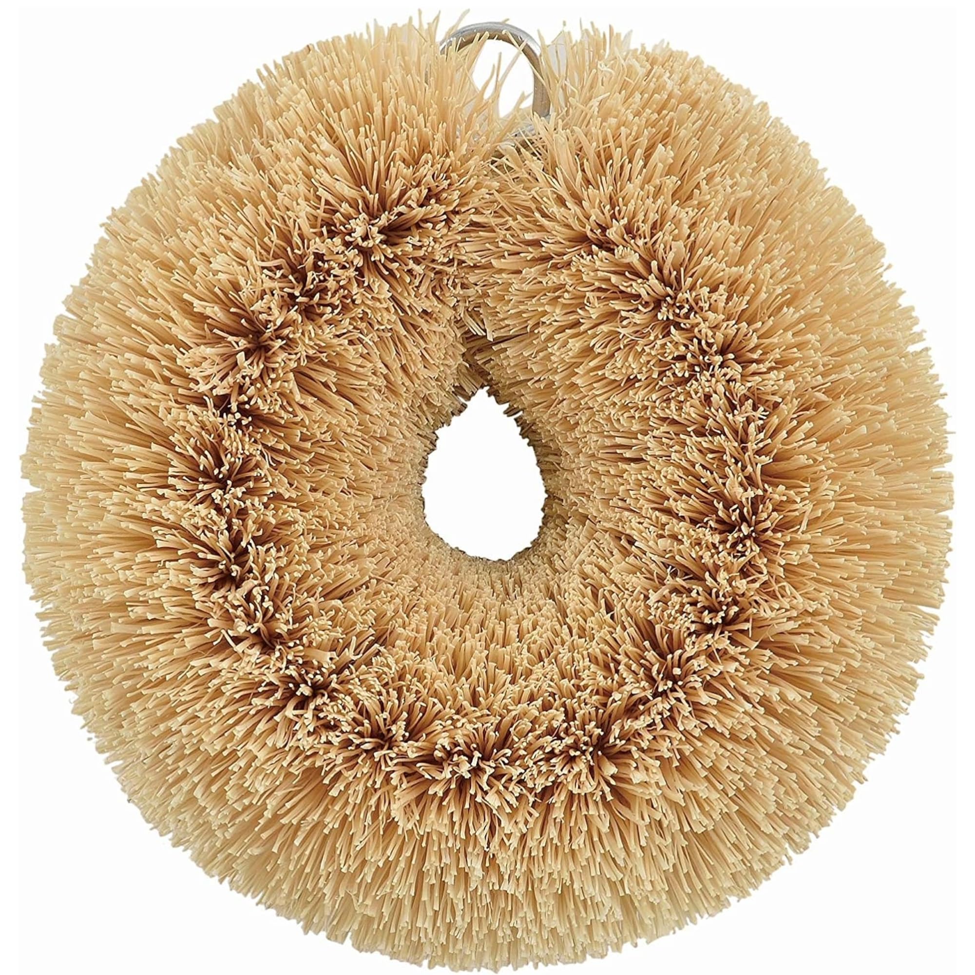 White Beige Coconut Fiber Bagel Tawashi - Set of 2 Small Tawashi - Japanese Brush for Pots, Pan and Kitchen Cleaning - Product of Japan