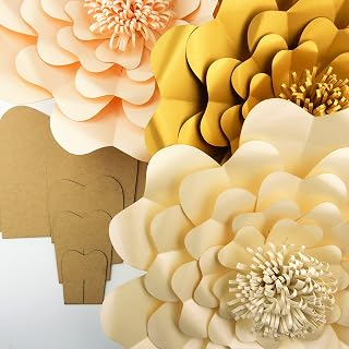 PicWrap Paper Flower Template Kit - DIY Make Your Own Flower Backdrop & Decoration - Card Stock - 6pc