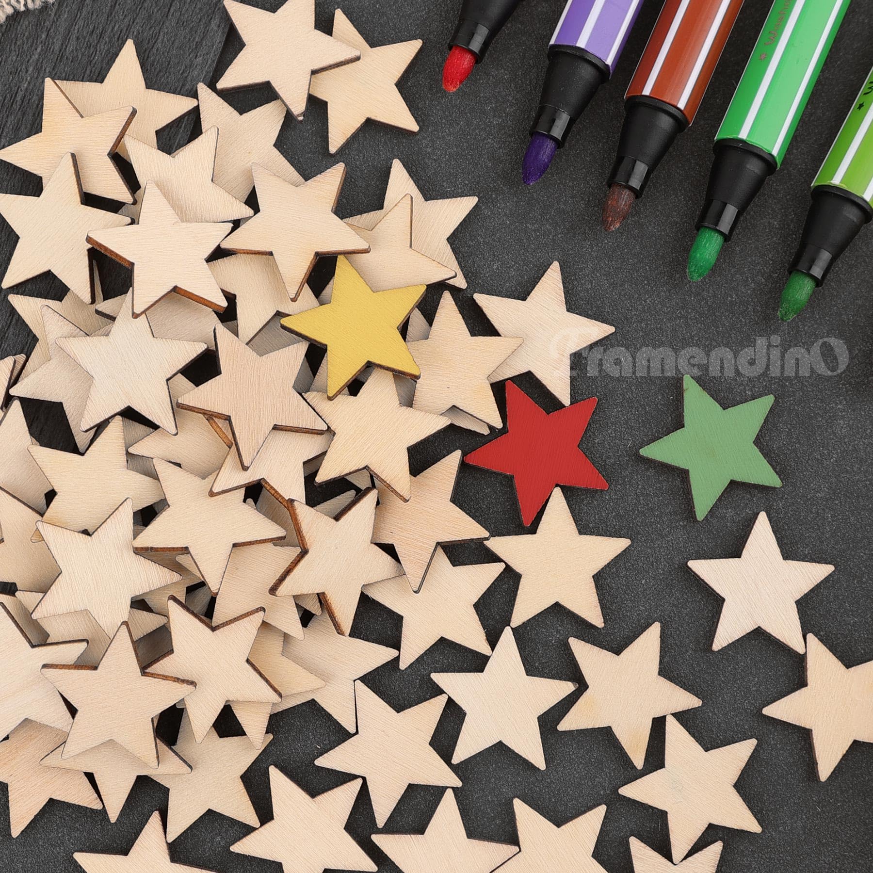 Snapklik.com : 100 Pack 50mm Wooden Stars Pieces 2 Inch Unfinished Wood ...