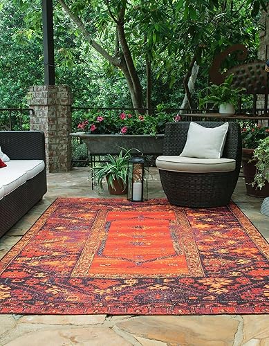 Miniatura 3 de Unique Loom Outdoor Tribal Collection - Alfombra de área - Quepos (2' x 3' 1" Rectángulo, MultiNegro