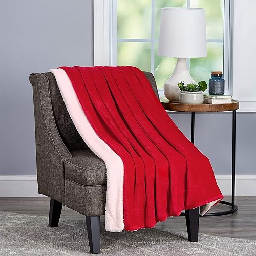 Lavish Home Vineyard and White - Manta de forro polar de poliéster sherpa de gran tamaño, transpirable, lavable a máquina, 70 pulgadas de largo x 60