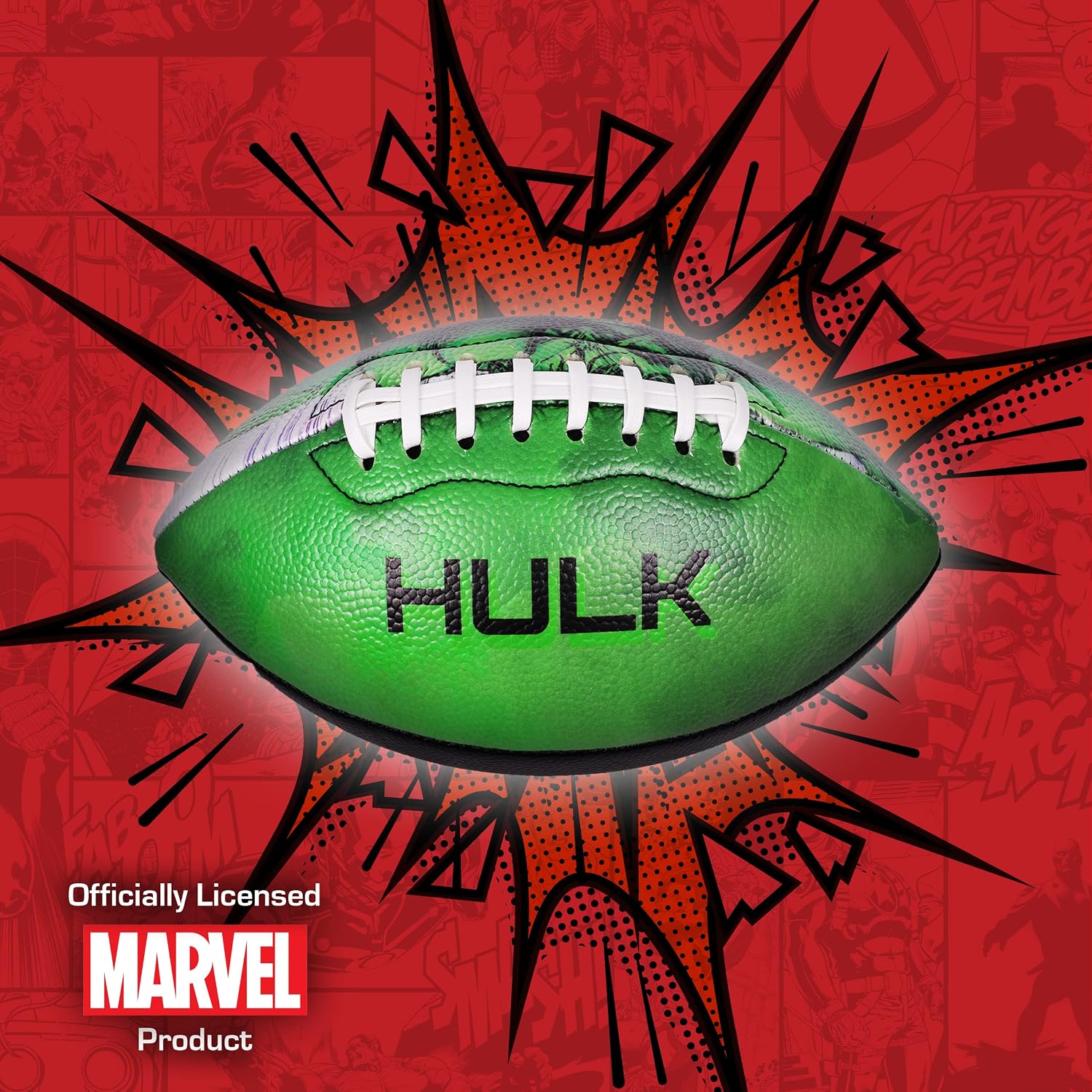Marvel Avengers Hulk Youth Football, Small Mini Peewee Futbol for Kids, Size 5, Green