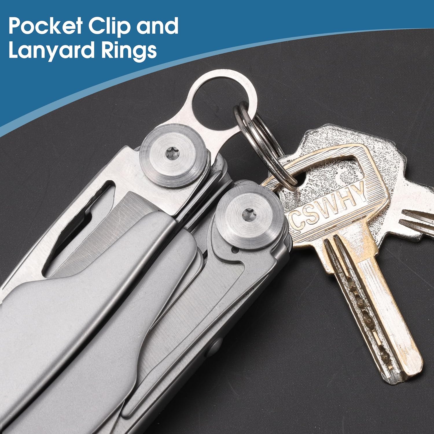 Quick-Release Pocket Clip+ Lanyard Ring Set Stainless Steel Quick Release Multi-Tool Pocket Clip (1)