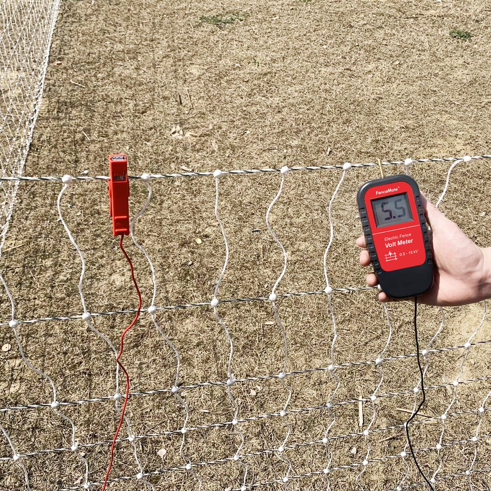 FenceMate digital Weidezaun Prüfgerät für Stromspannung bis zu 15 kV, Zaunprüfer mit großes LCD-Display, automatischer ein-/ausschalter, erdung und 9V Batterie inkl.