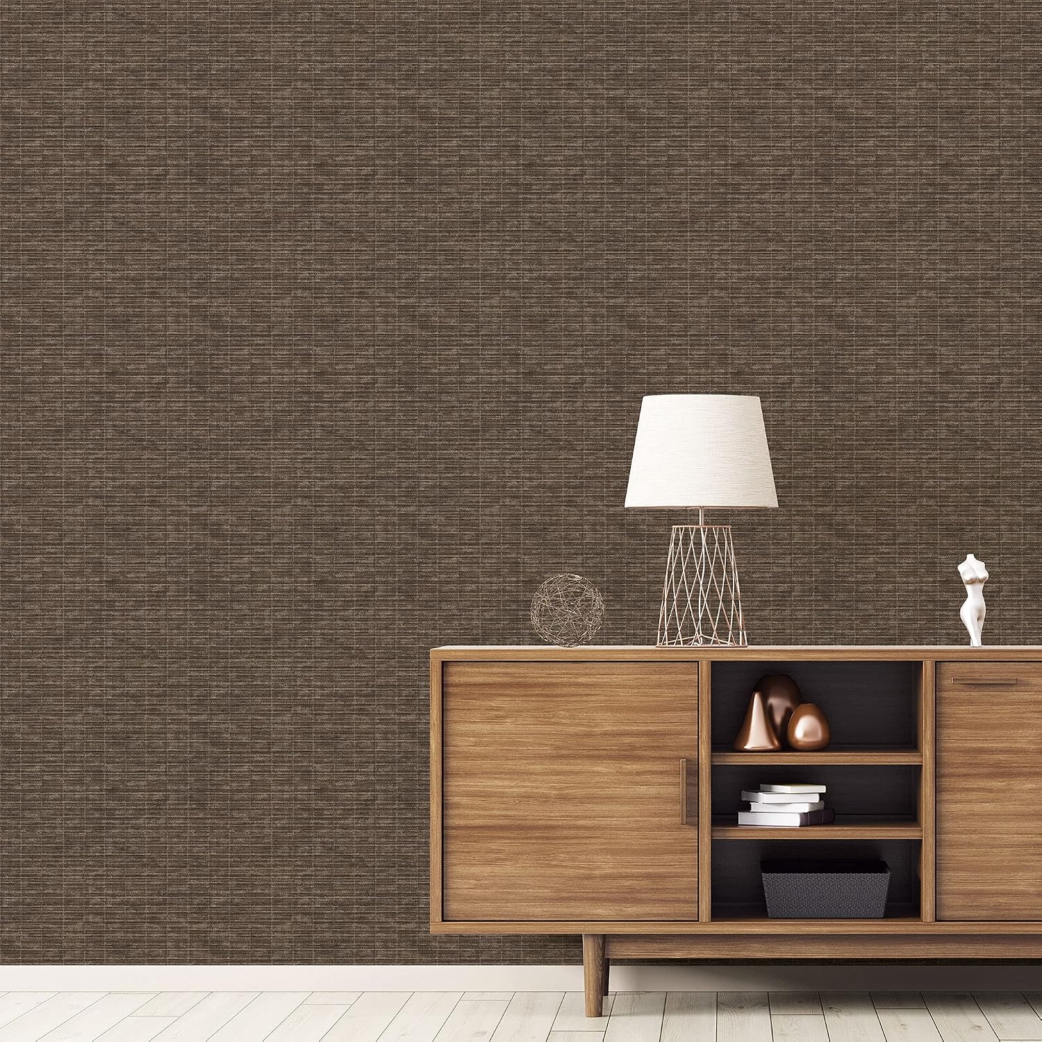 Galerie G56633 TexStyle Collection, Woven Weave Design Wallpaper, Brown, 10m x 53cm, Brown, Black, Metallic Ink - Image 3