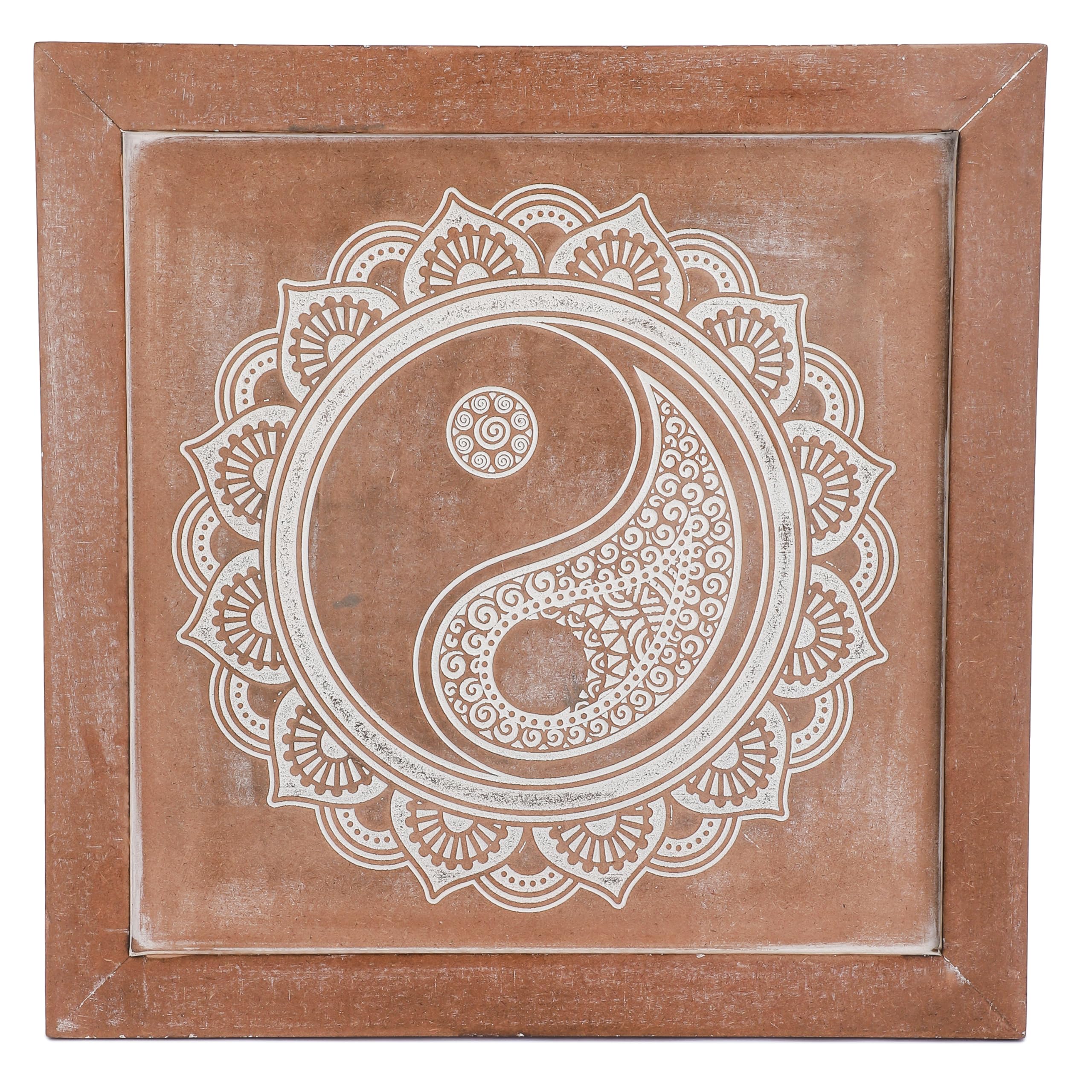 Ajuny Yin Yang Wooden Wall Art Painting Symbol Canvas Print With Wood Frame