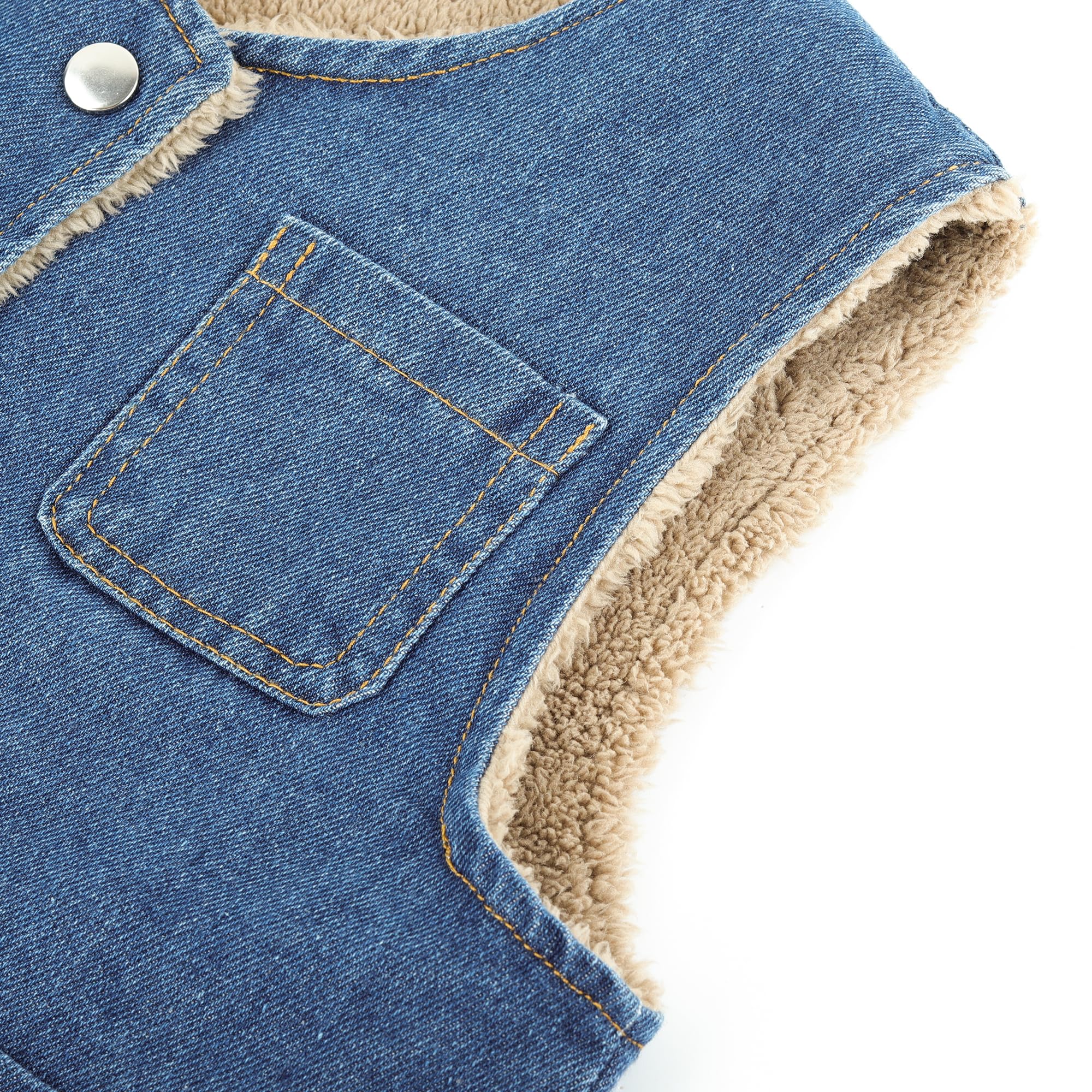 Bébé Double Face Gilet Épaissi Denim Enfant Hiver Sans Manches Veste Garçons Filles Chaud Bouton Pression Manteau avec Poches