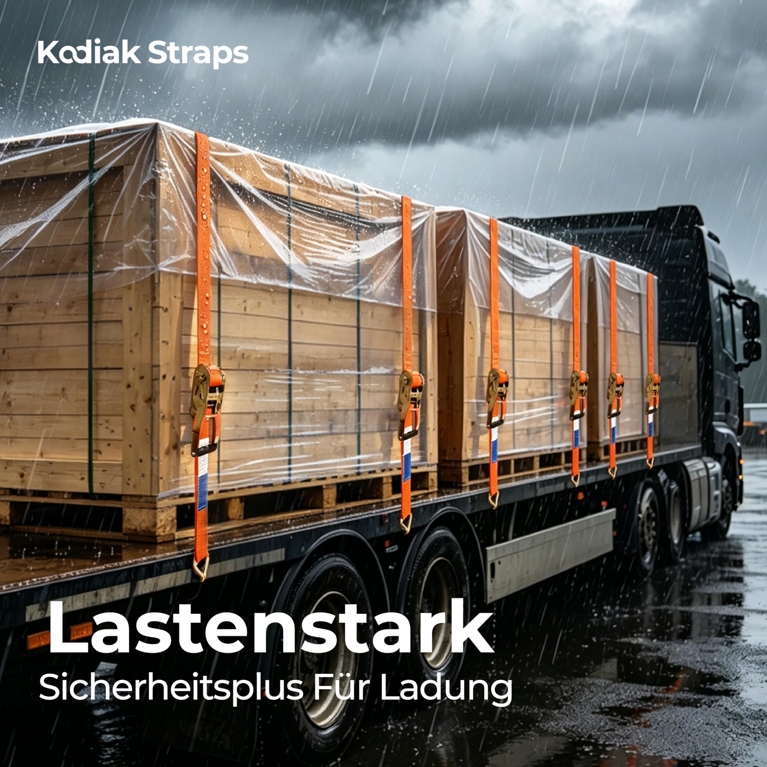 8 Stück Spanngurte 8m x 5000kg mit Ratsche und Haken - 50mm Zurrgurte mit Ratsche - Orange Ratschengurt für Ladungssicherung - TÜV/GS geprüft nach DIN EN 12195-2 - KODIAK STRAPS