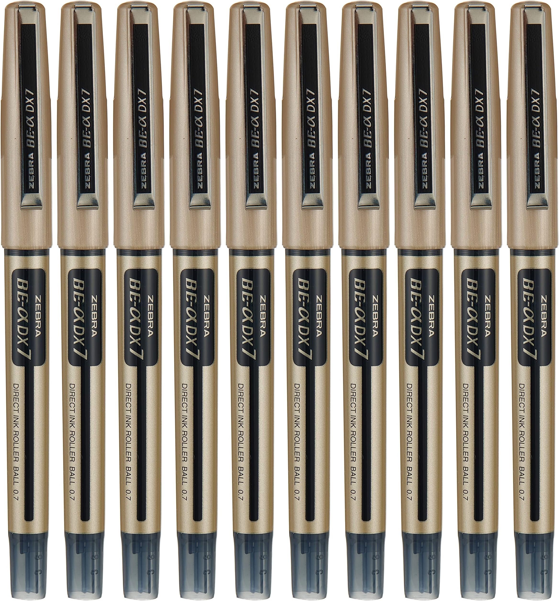 Zebra DX7 Liquid Ink Rollerball 0.7 Medium - Black (Pack of 10)