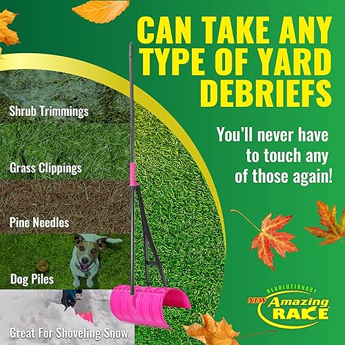 Miniatura 10 de Amazing Rake - Rastrillo para jardín con respaldo para recolectar y levantar las hojas, con mango telescópico, herramienta de alta resistencia para