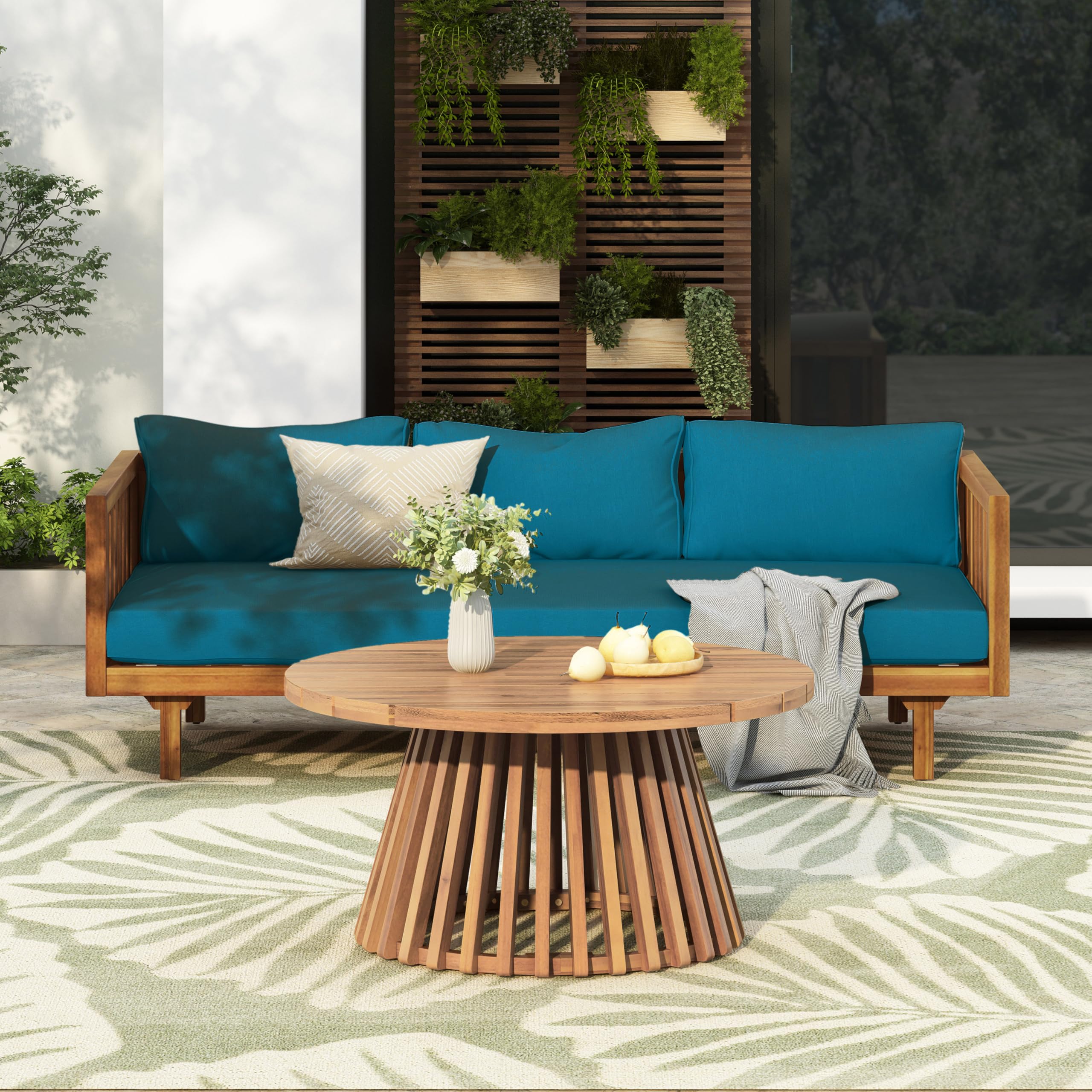 Amazon.com: Merax Outdoor Acacia Wood Conversation Set - Patio 3