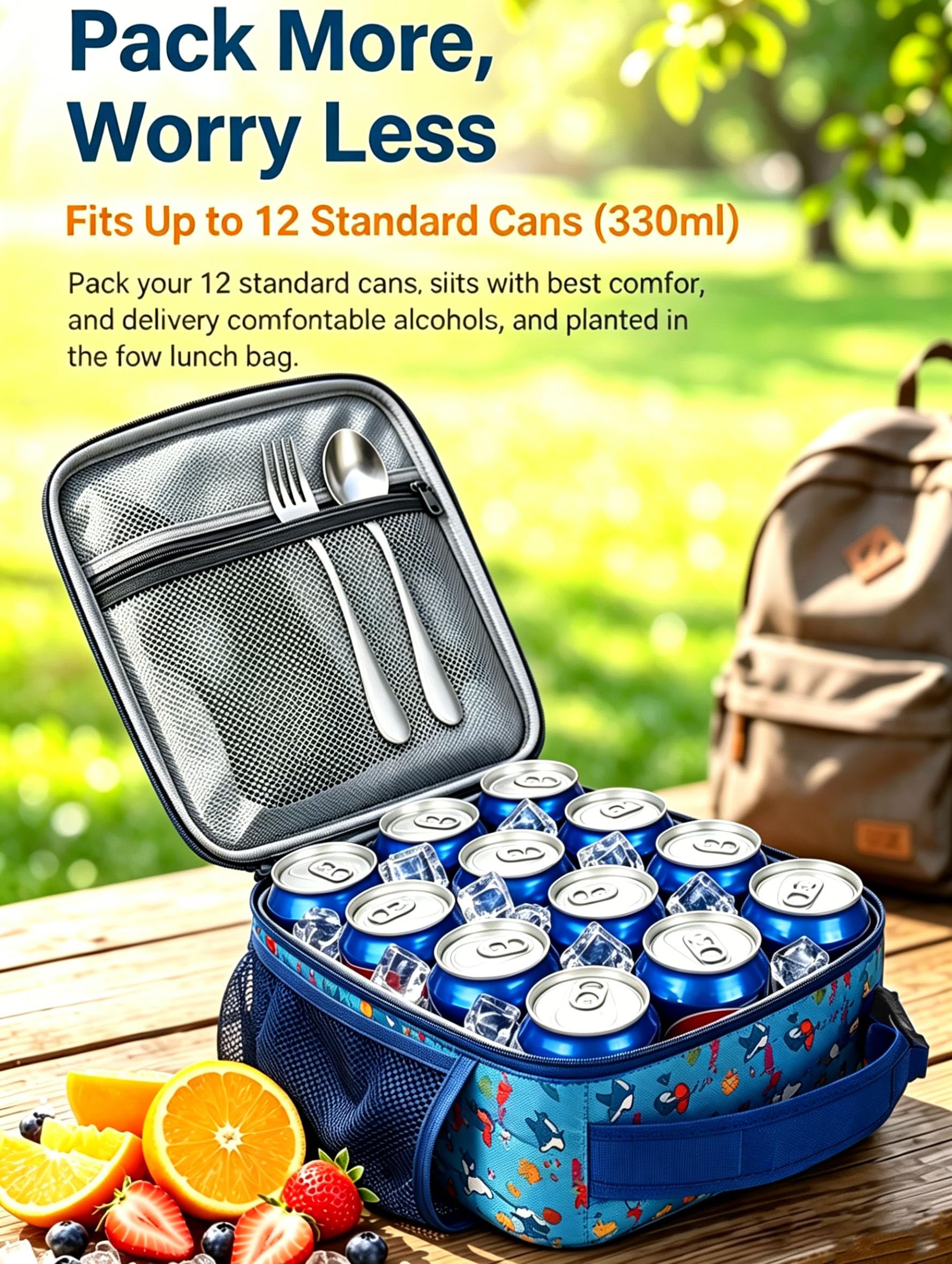 LUCKY CHERRY Lunch Box Kids,Cute Cartoon Insulated Lunch bag for Kids Boys Girls Portable Lightweight Small Lunchbox Special Design for school Picnic Outdoor