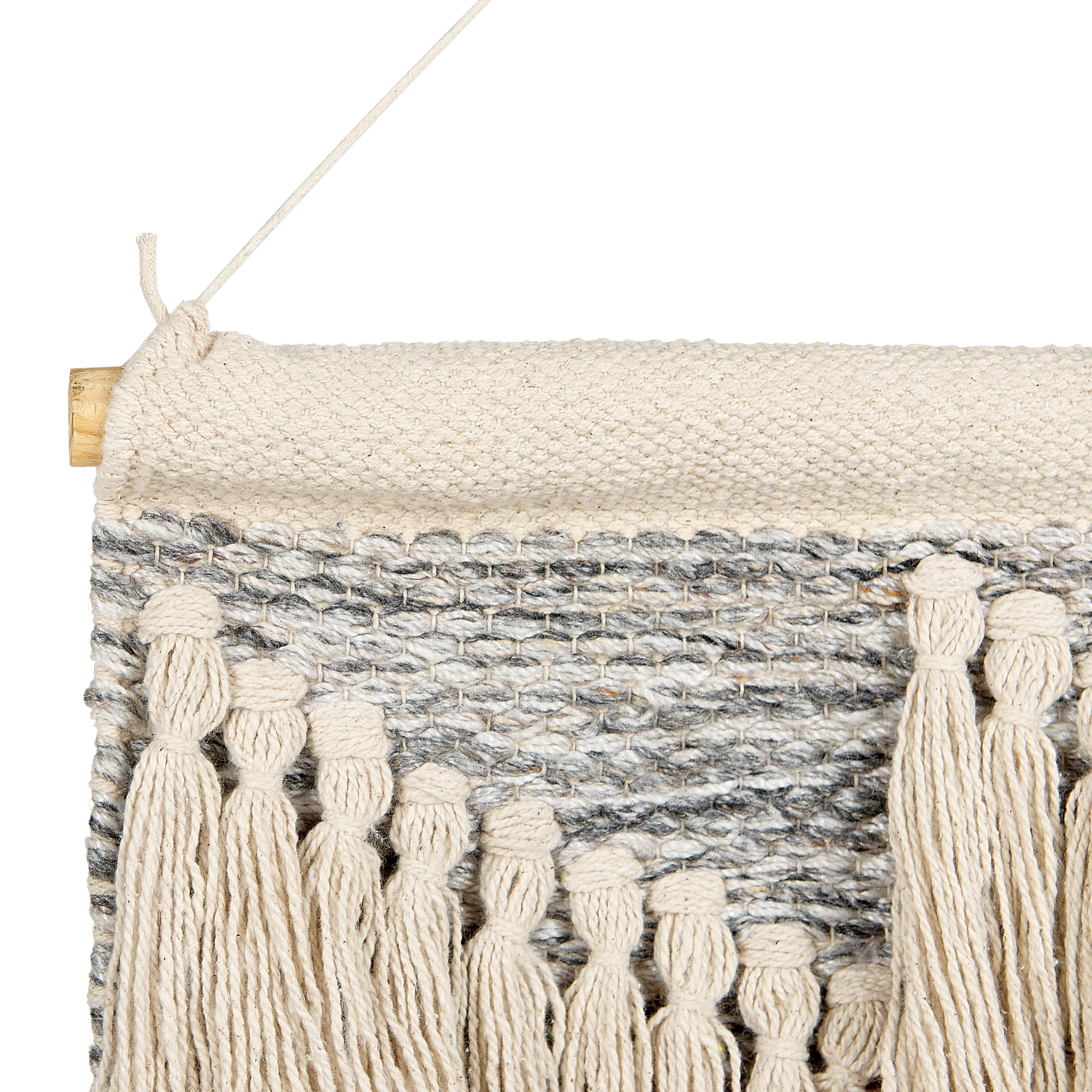 Beliani Wandbehang aus Baumwolle mit Fransen Handgewebte Boho Dekoration Beige Kotra