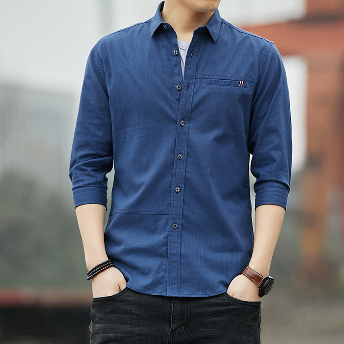 Amazon | Sukinana シャツ メンズ 七分袖 オックスフォード シャツ