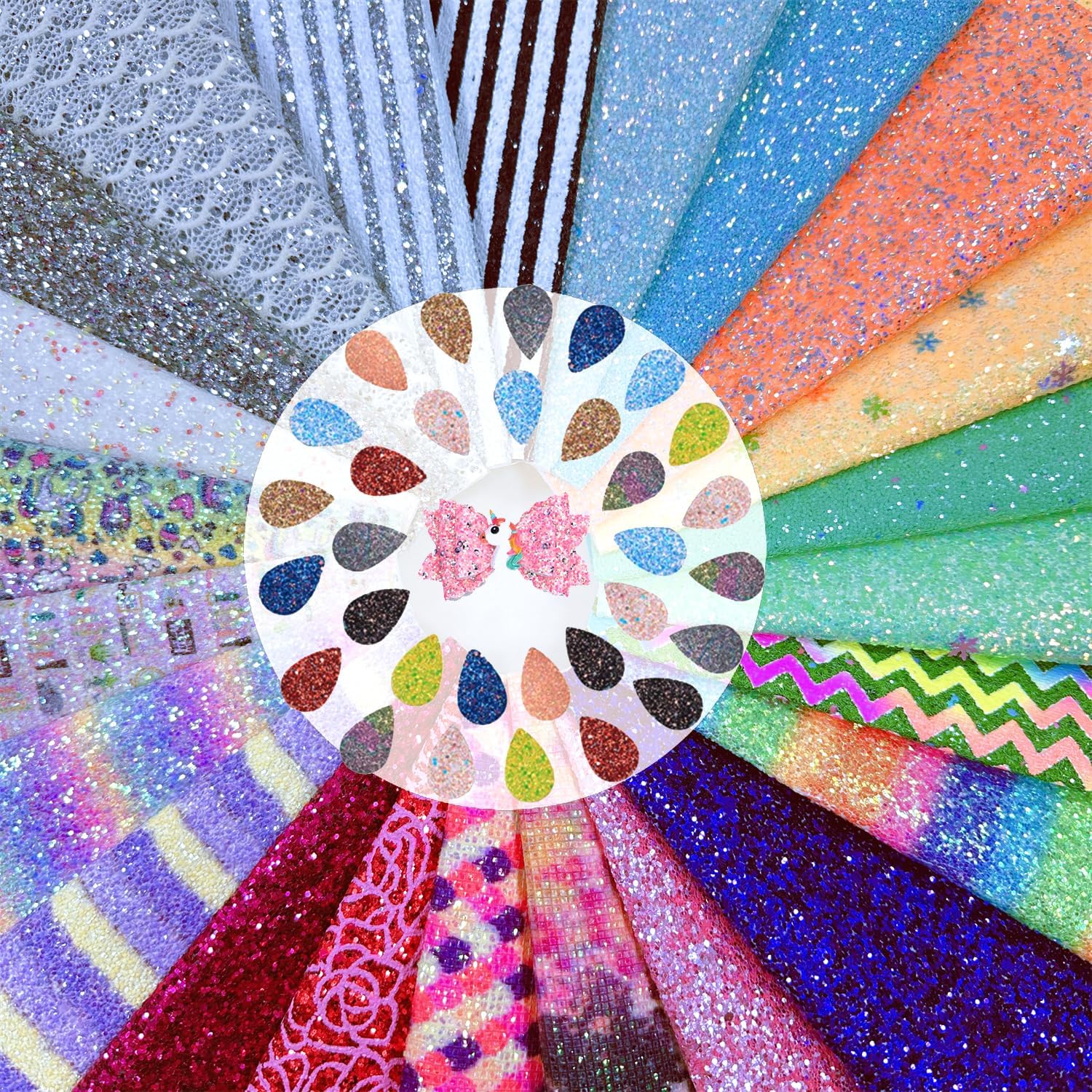 shalun 15pcs/Pack A4 Random Christmas Halloween Chunky Glitter Faux Leather Sheets for Crafts Bows Earrings Making 8x12inch