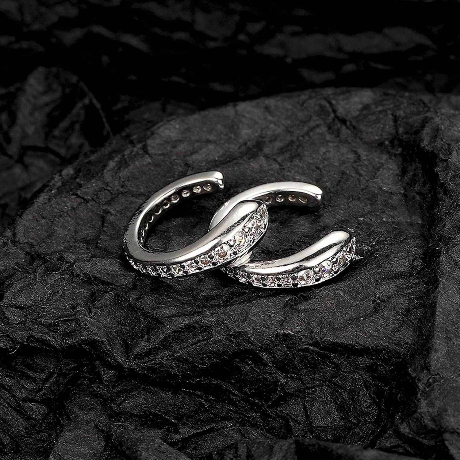 925 Sterling Silver Ear Cuff Earrings for Women, CZ Non-Piercing Ear Cuffs Clip On Earrings Cartilage Helix Wrap Earrings for Women Ladies Jewelry Set - Image 4