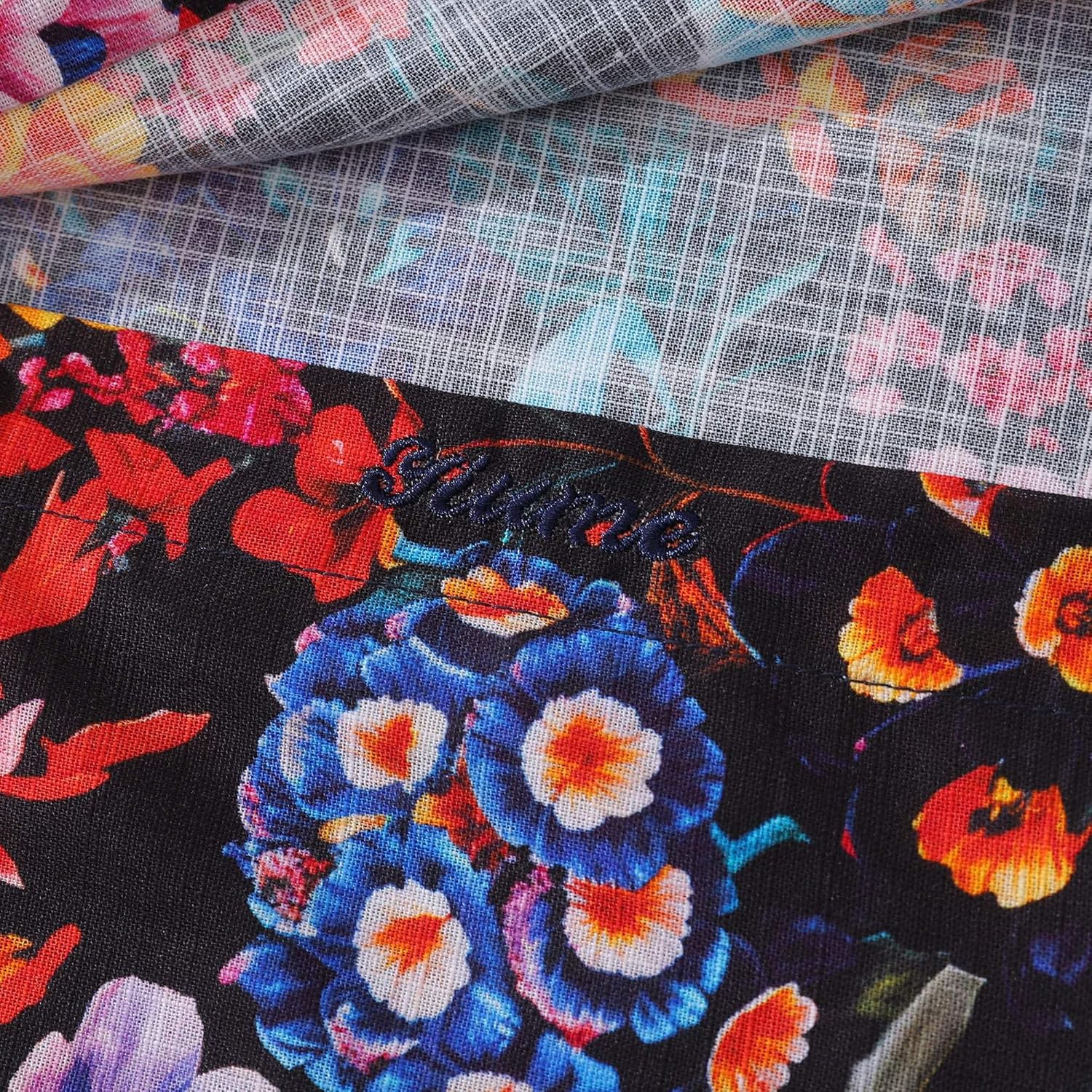 Long Sleeve Hawaiian Shirt for Men Colorful Garden Cotton Button-Down Aloha Shirt