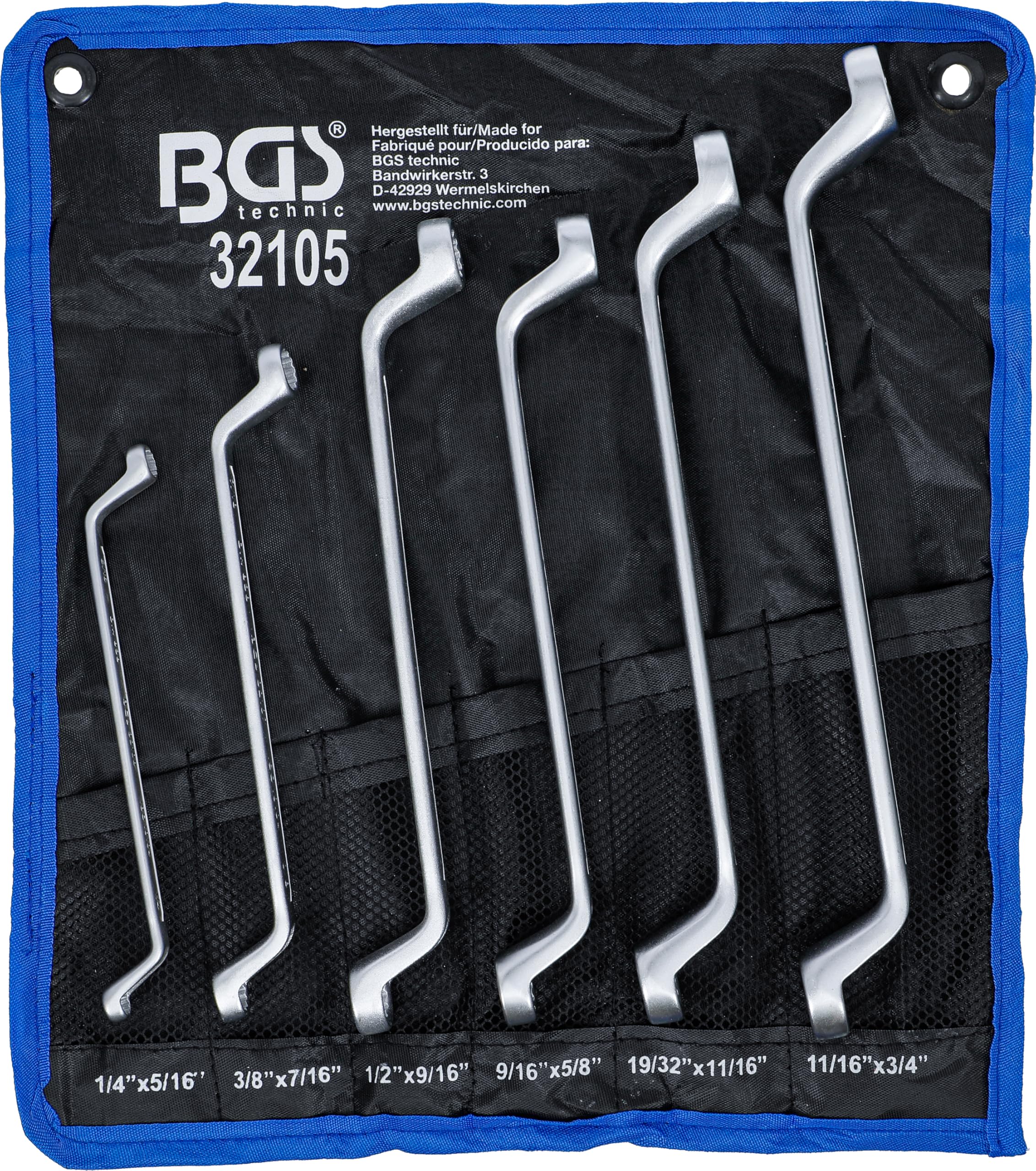 BGS 32105 | Doppelringschlüssel-Satz | Zollgrößen | SW 1/4