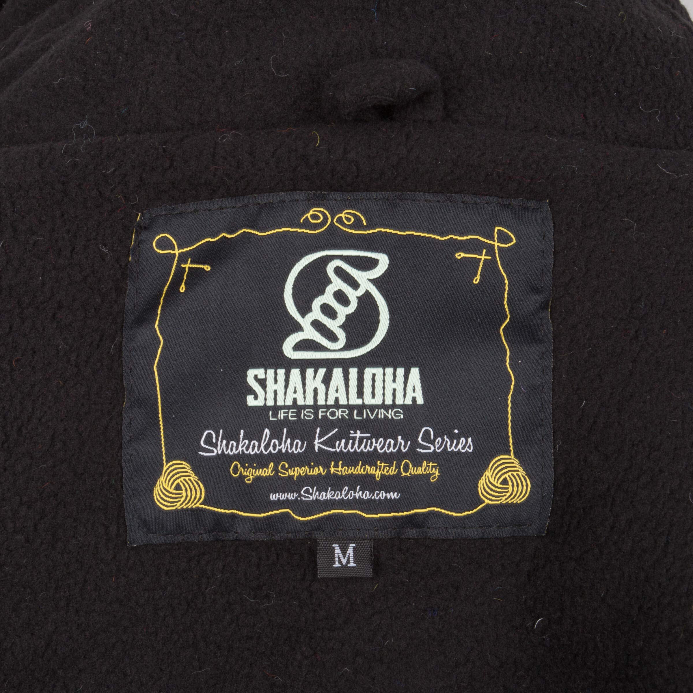 Lange Wollmantel Patch Strickjacke mit Kapuze - SHAKALOHA - W Longpatch Multi Blau Rot Mantel für Damen - im fairen Wettbewerb in Nepal hergestellte Wolljacke mit fleecegefütterter Kapuze.