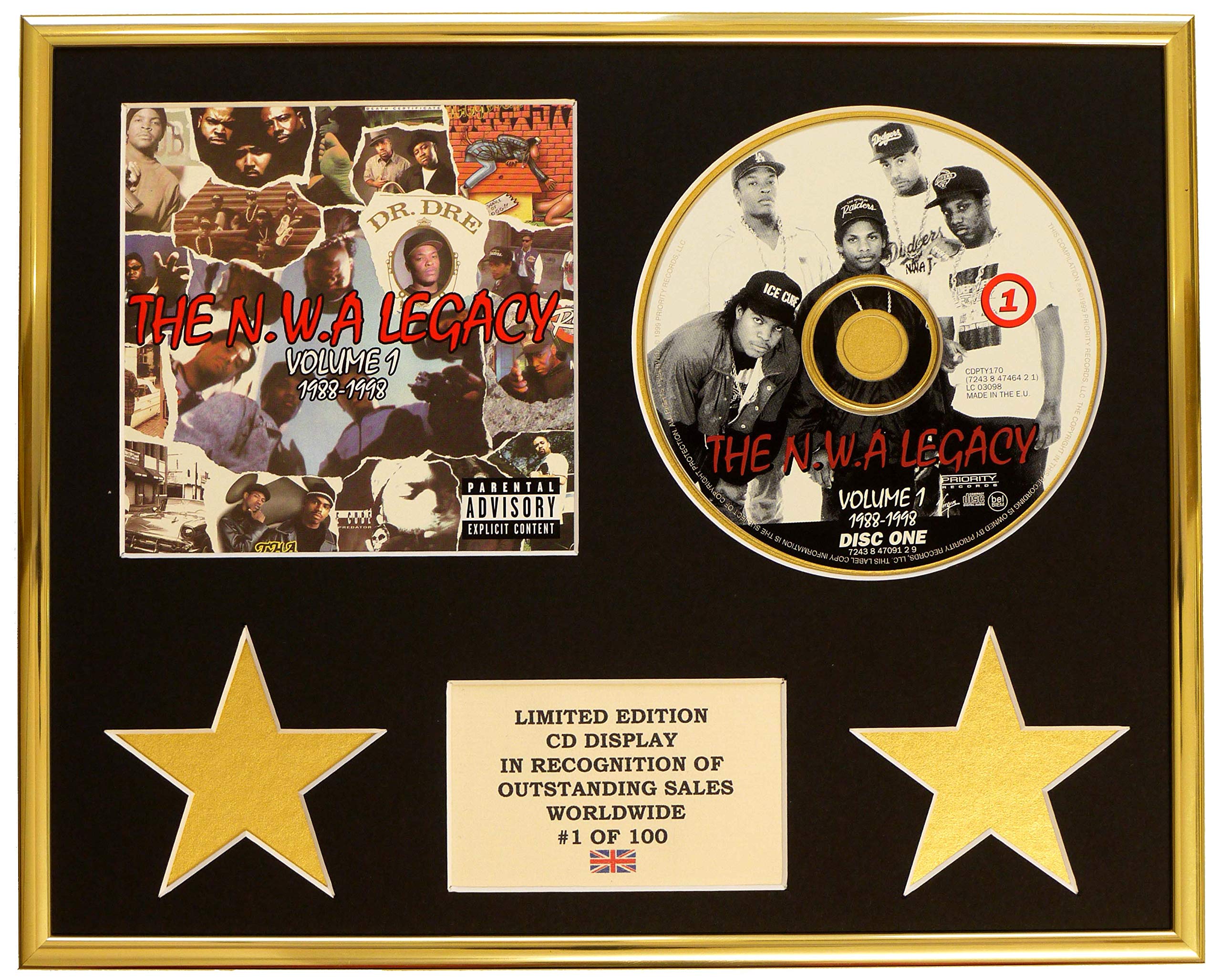 Everythingcollectible Gold N.w.a /Cd Display/Limited Edition/Coa/ The N.w.a Legacy Volume 1 1988-1998