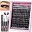 Winifred Lash Clusters Kit Fluffy Lash Extension Kit Fairy Wispy Eyelash Clusters Thick Volume Cluster Eyelash Extensions 10-18mm Lash Clusters with Spikes Lash Kit with Lash Bond and Seal