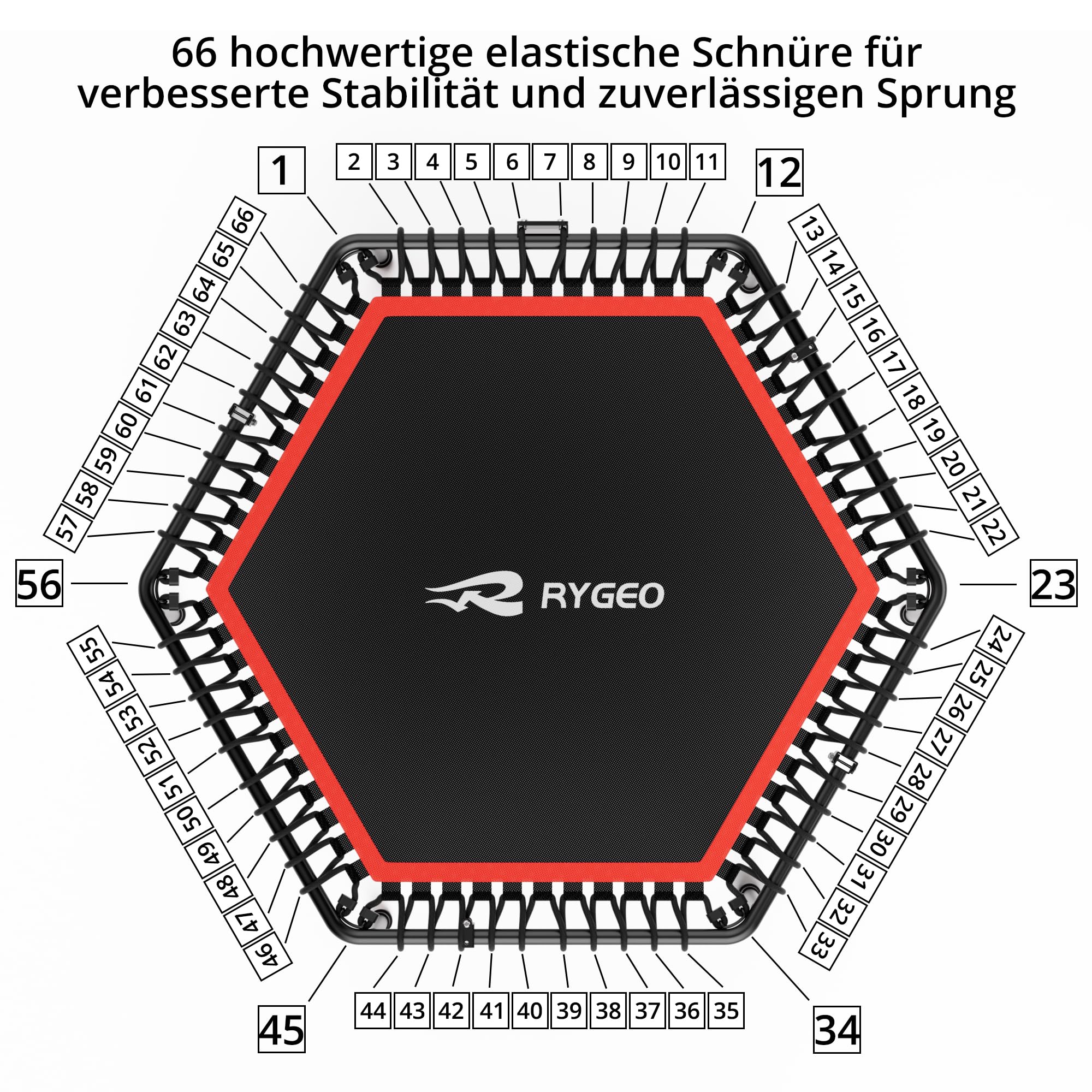 Trampolín de 50 Pulgadas para Adultos, Rebote Interiores y Exteriores con Marco Resistente, trampolín de Fitness elástic para Entrenamiento en casa y Ejercicios Deportivos, Carga máxima de 230 kg